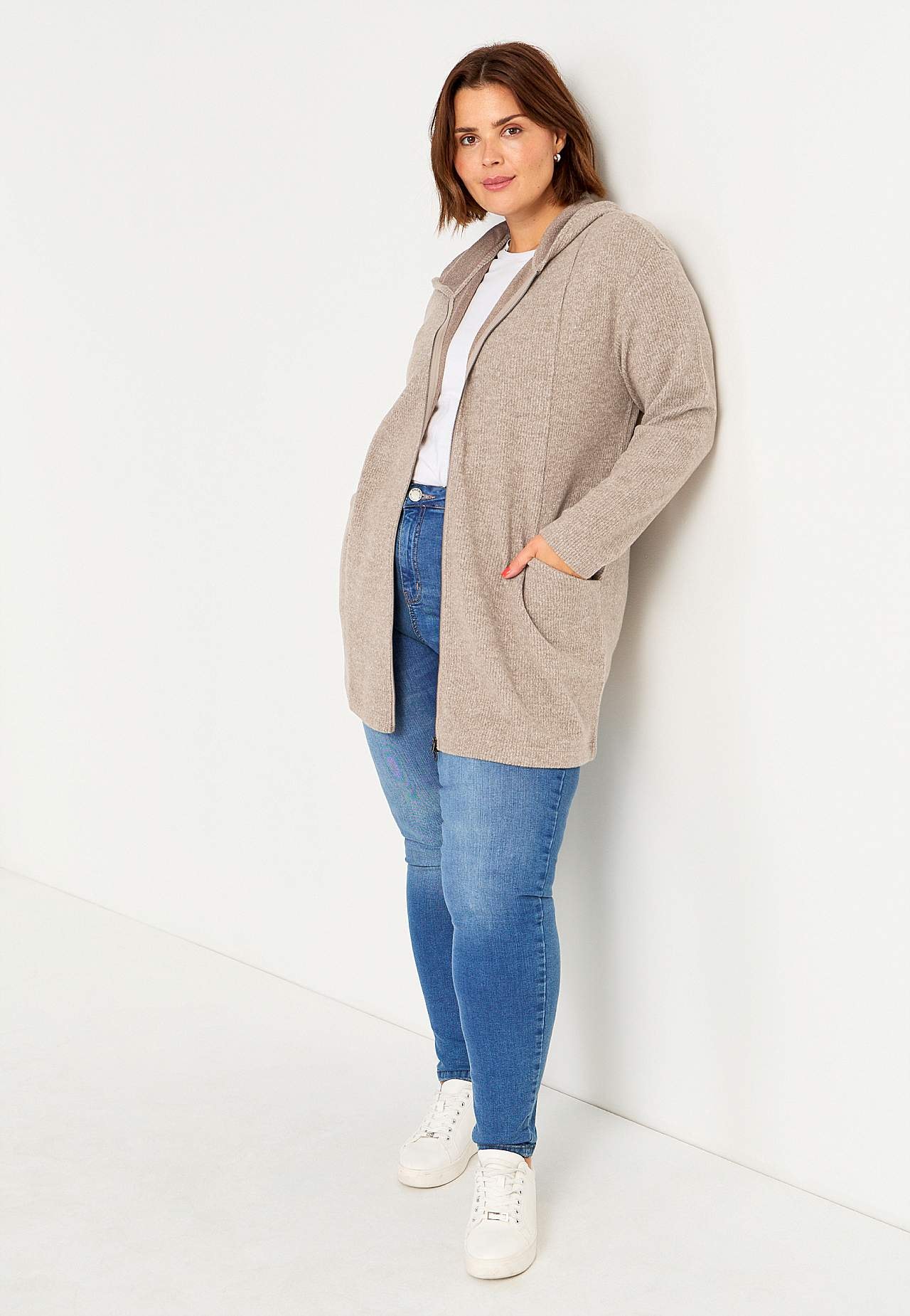 Supermyk lang cardigan med lommer
