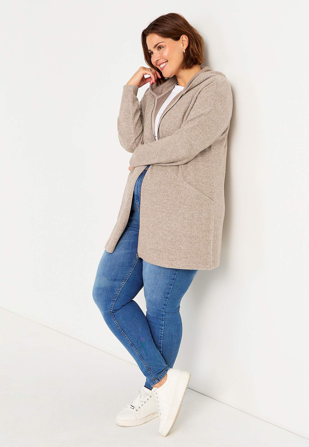 Supermyk lang cardigan med lommer