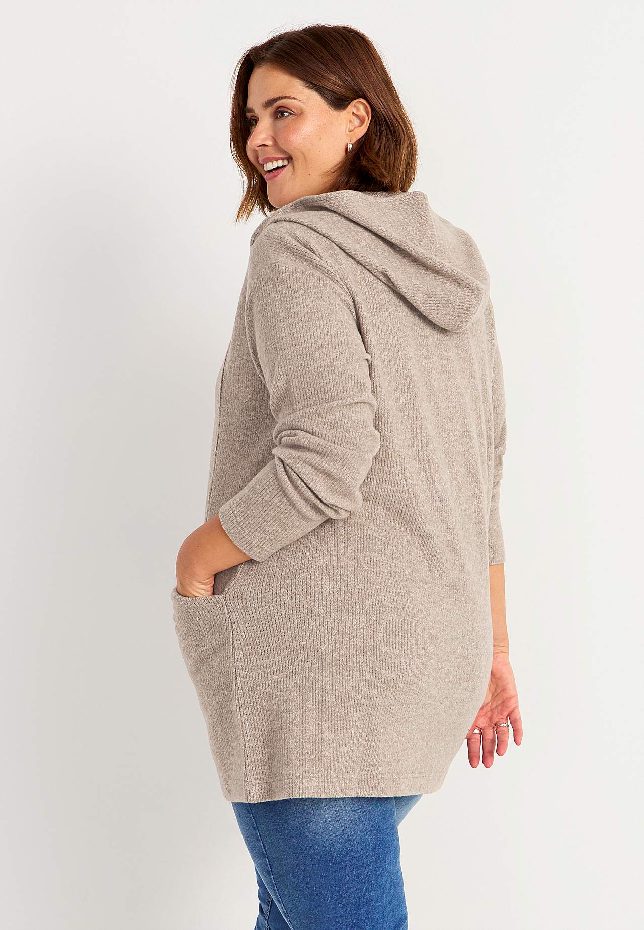 Supermyk lang cardigan med lommer