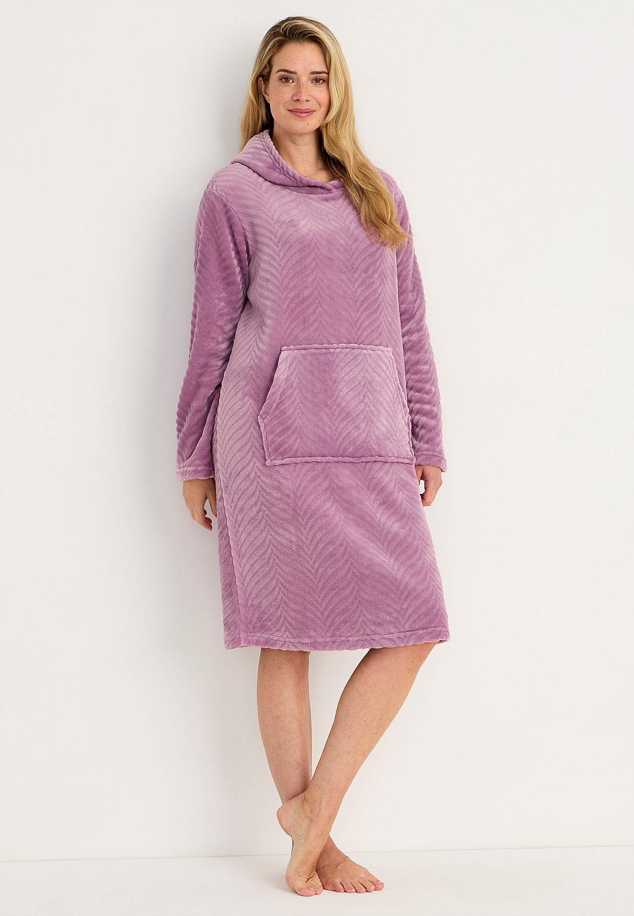 Morgenkåpe i mønstret fleece