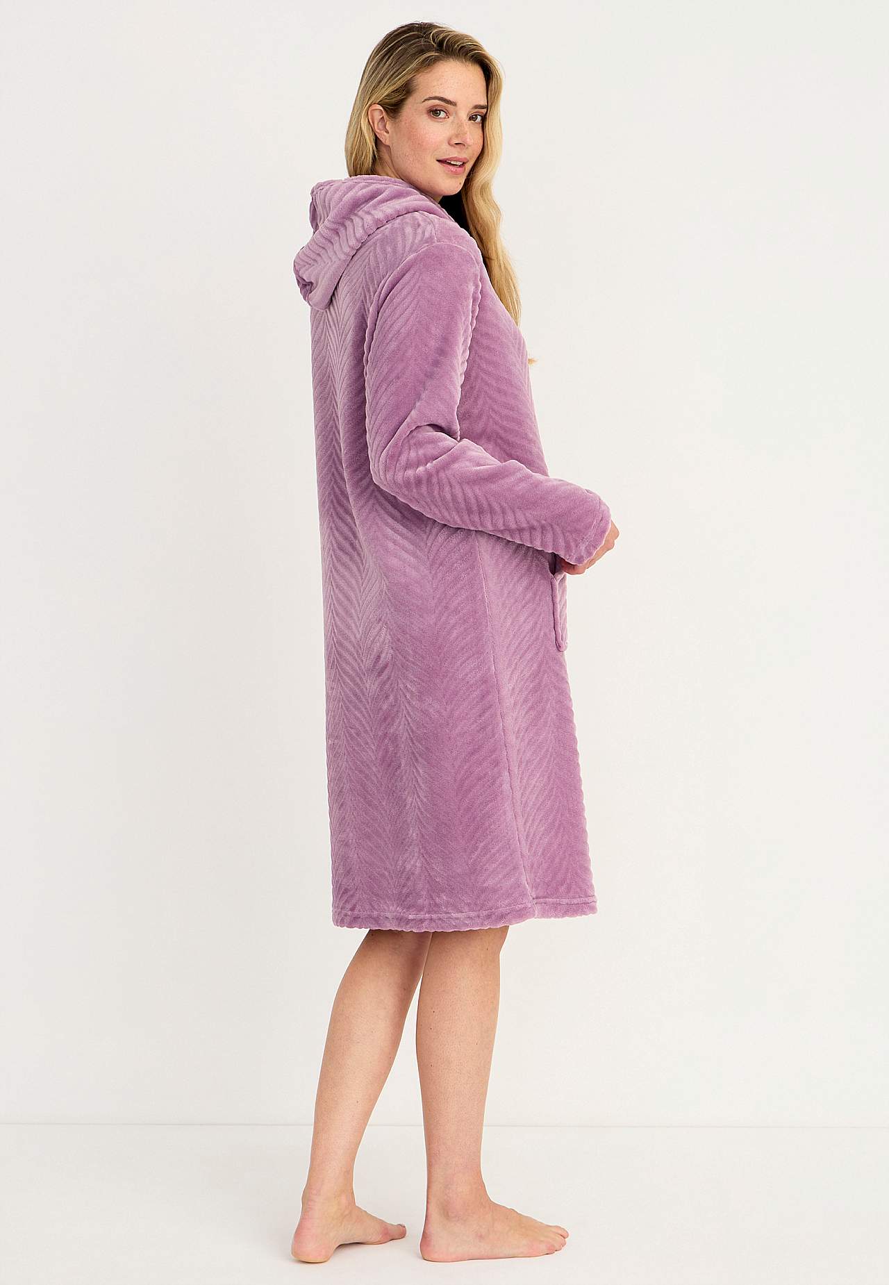 Morgenkåpe i mønstret fleece