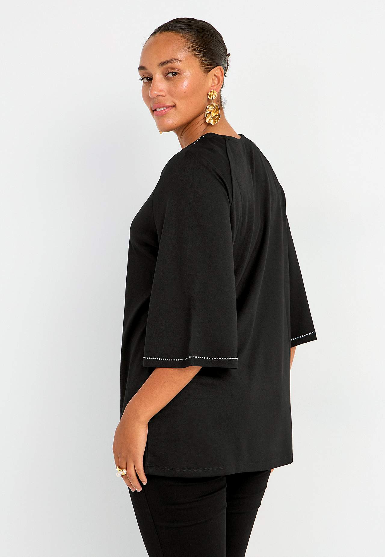 Jerseytopp med rhinestone-detaljer Barbara