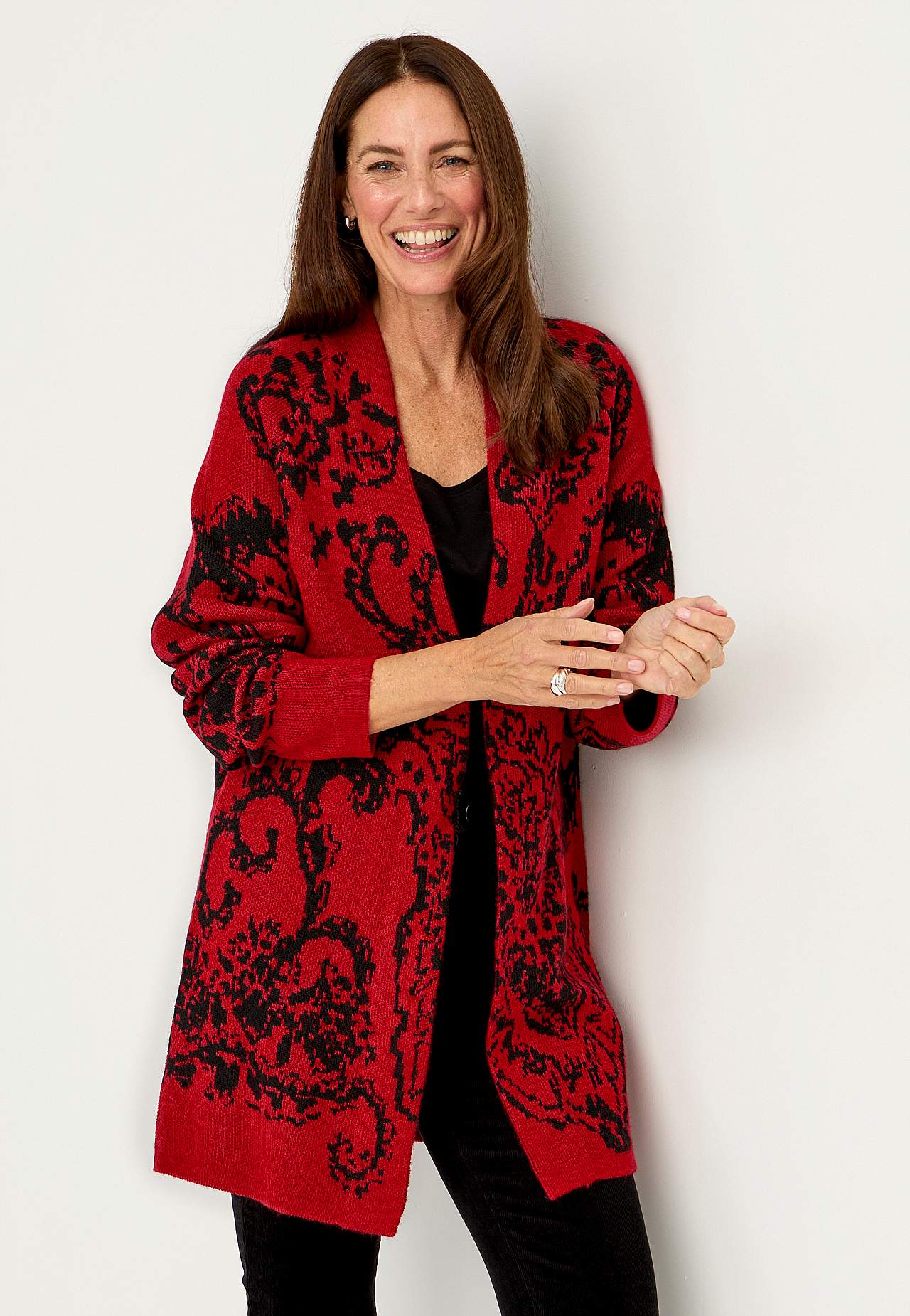 Jacquardstrikket cardigan