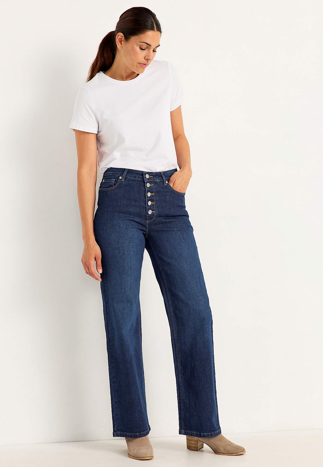 Stretchjeans med høy midje