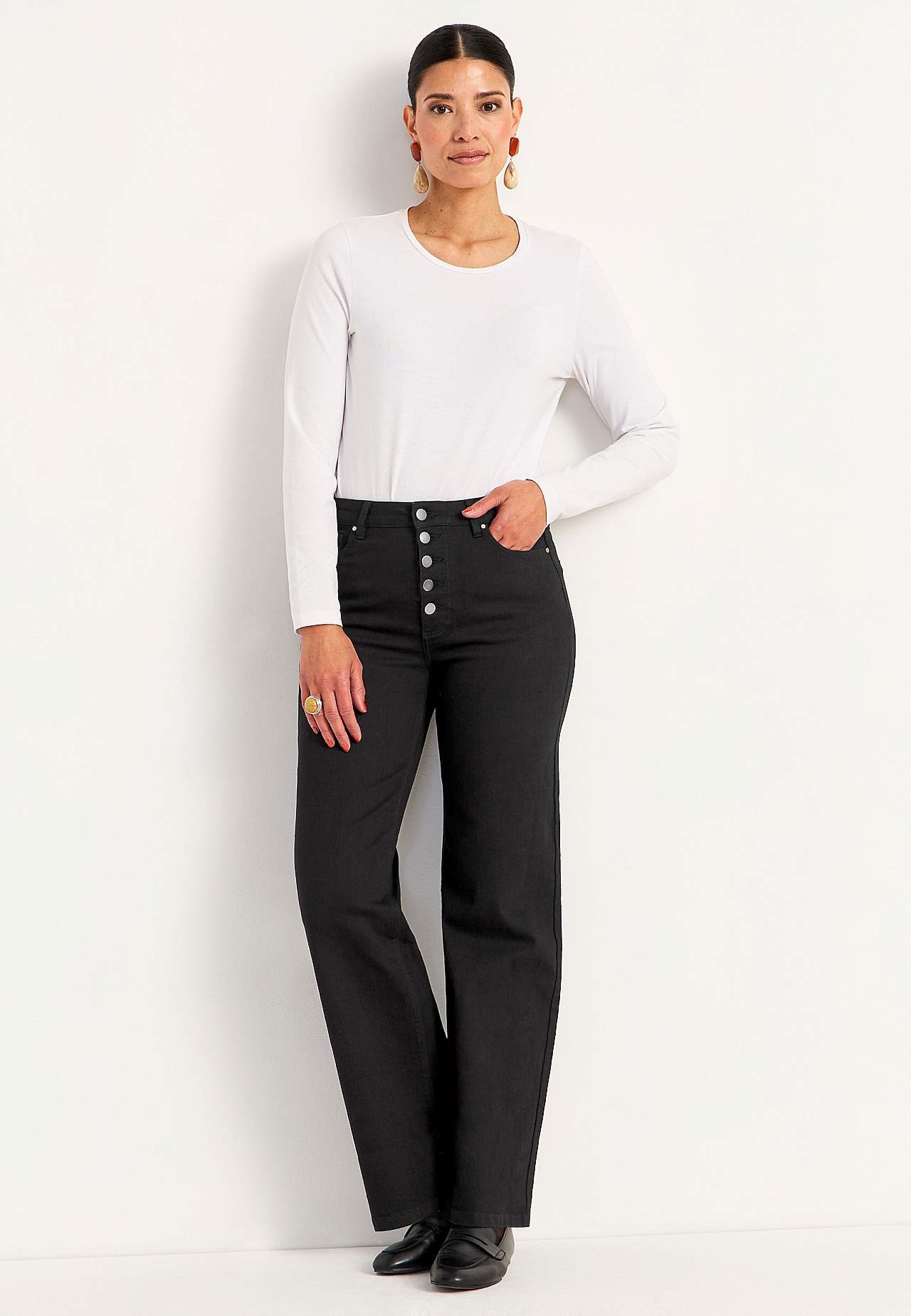 Stretchjeans med høy midje