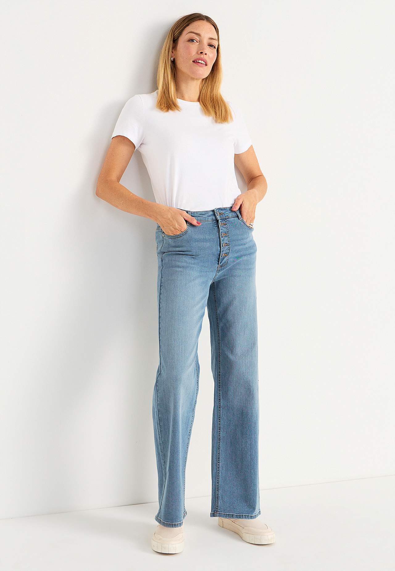Stretchjeans med høy midje
