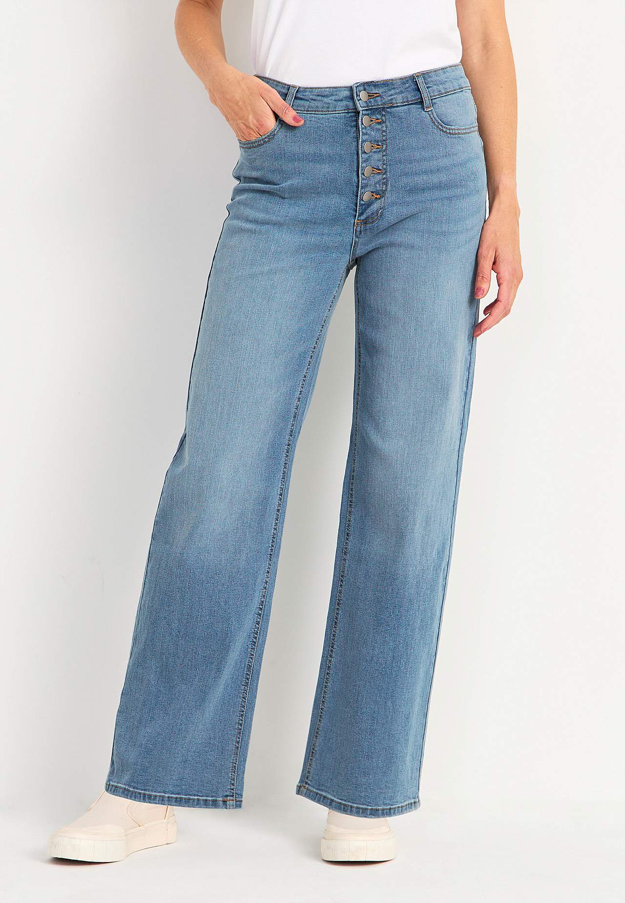 Stretchjeans med høy midje