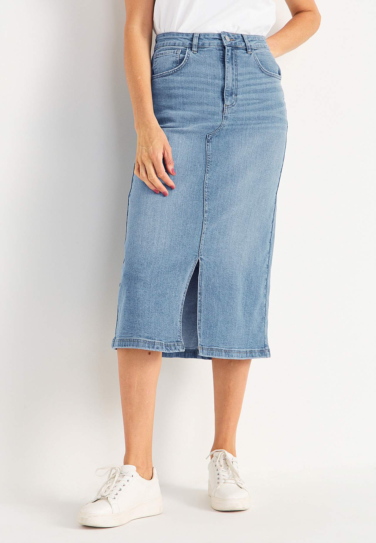 Denim skjørt med splitt foran