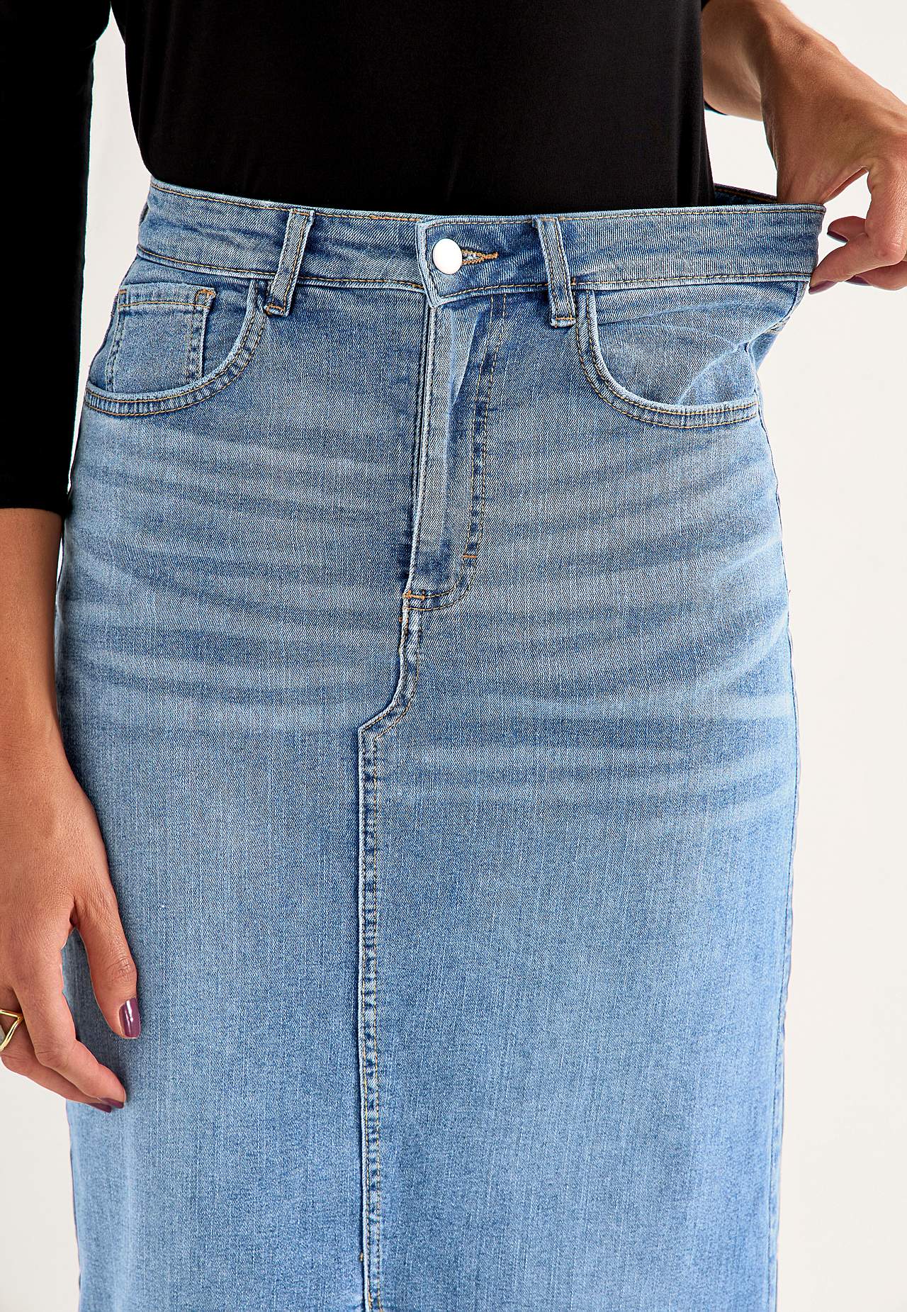 Denim skjørt med splitt foran