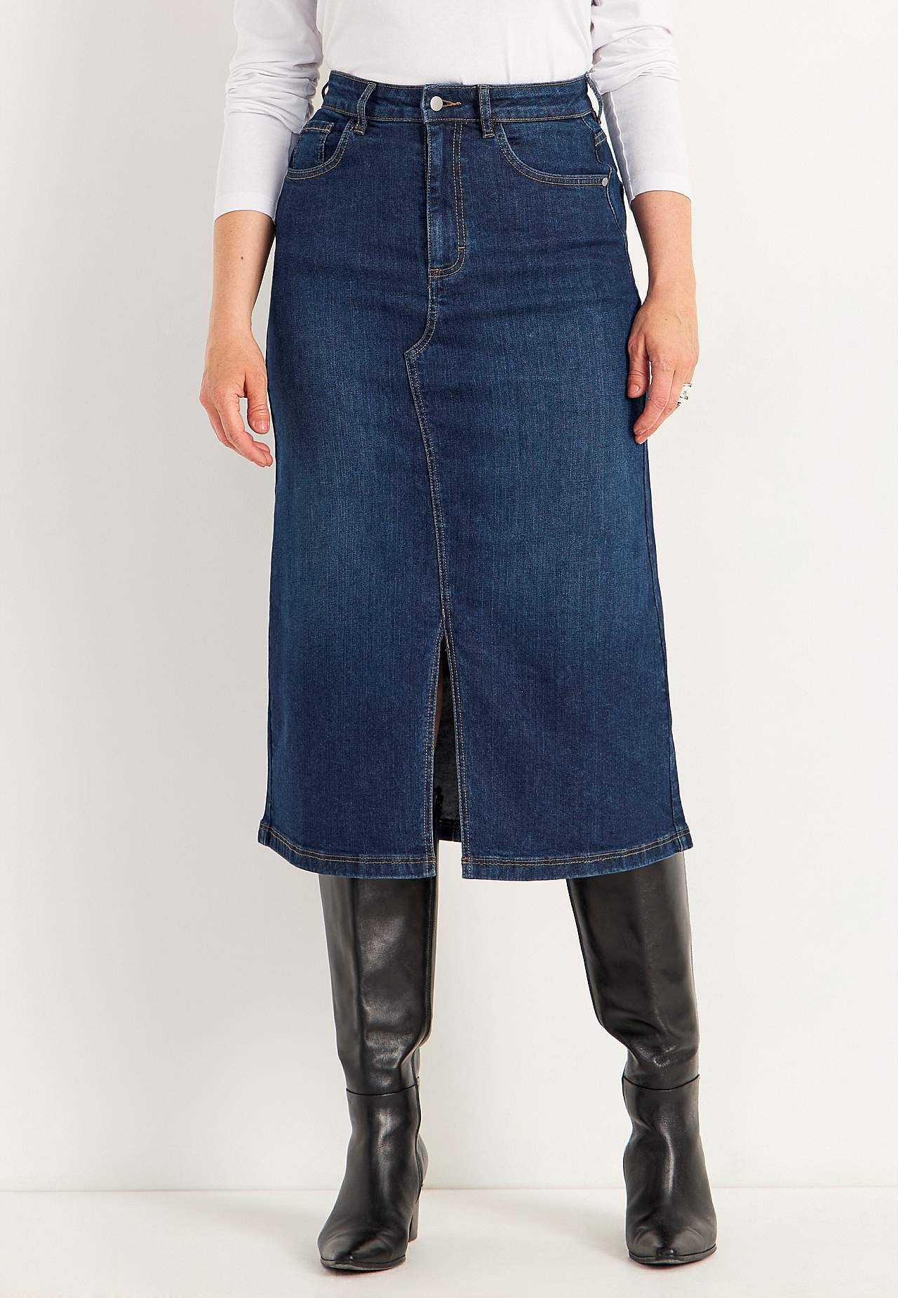 Denim skjørt med splitt foran