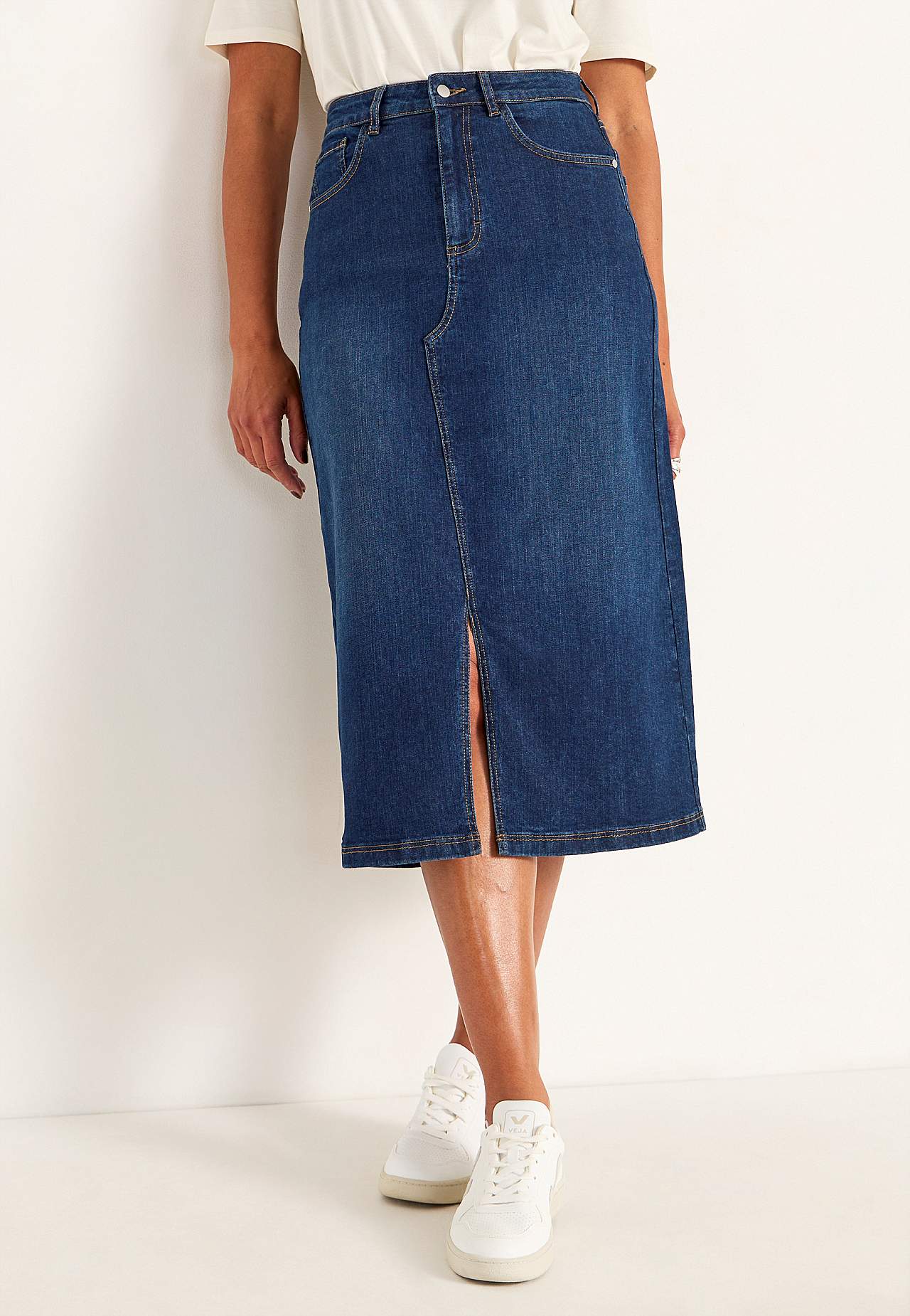Denim skjørt med splitt foran