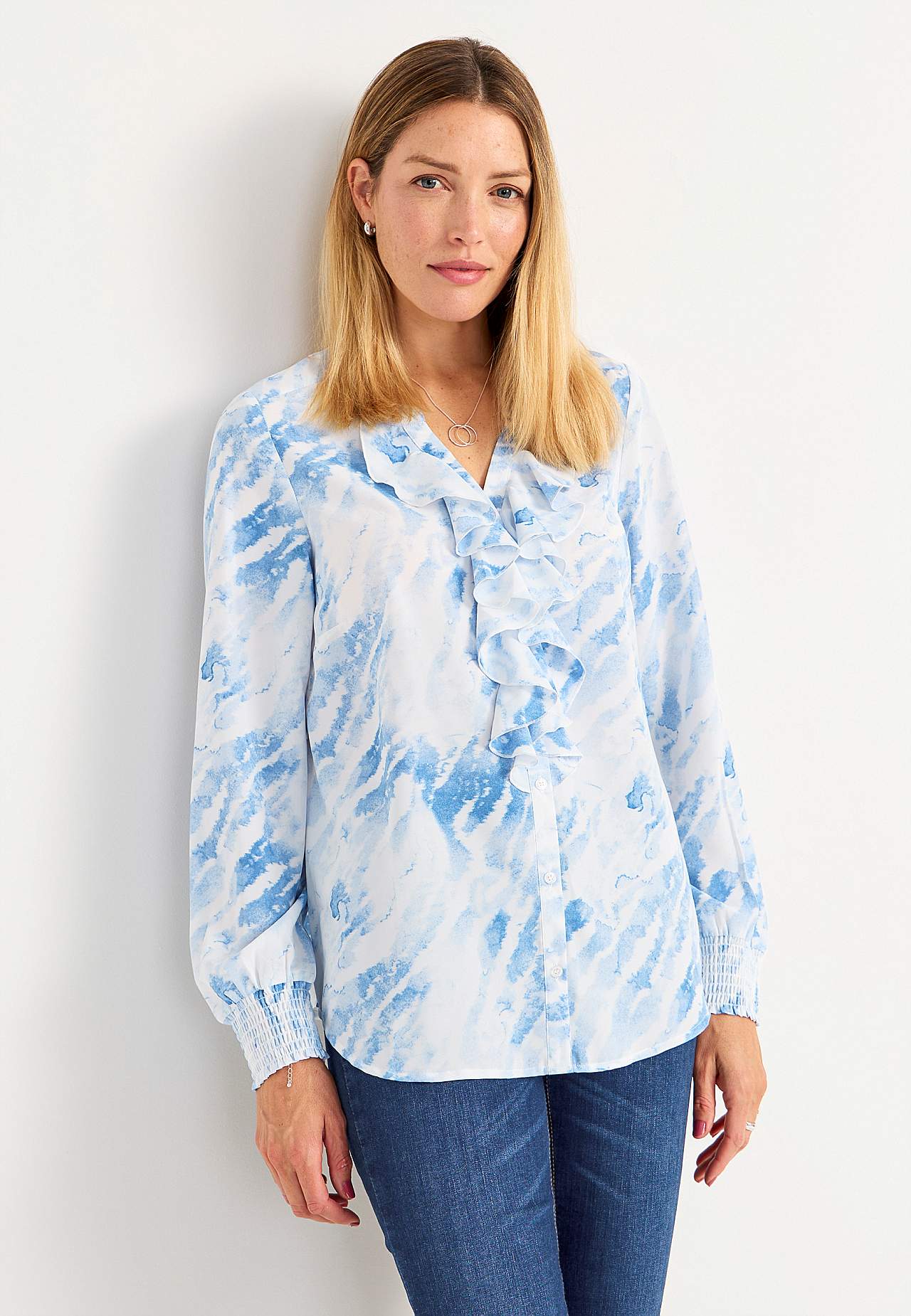 Bluse med rysje Alva