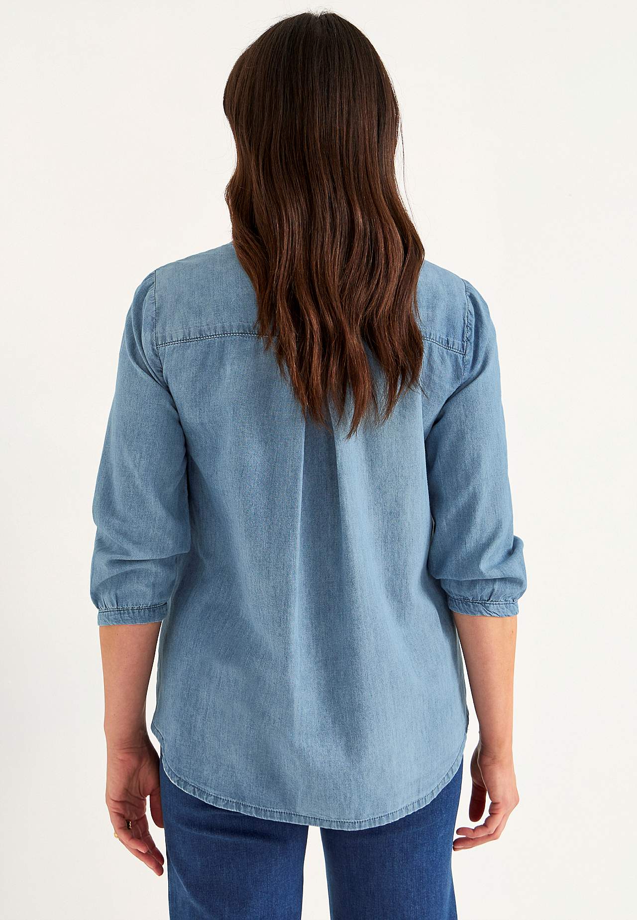 Denimbluse med brystlomme
