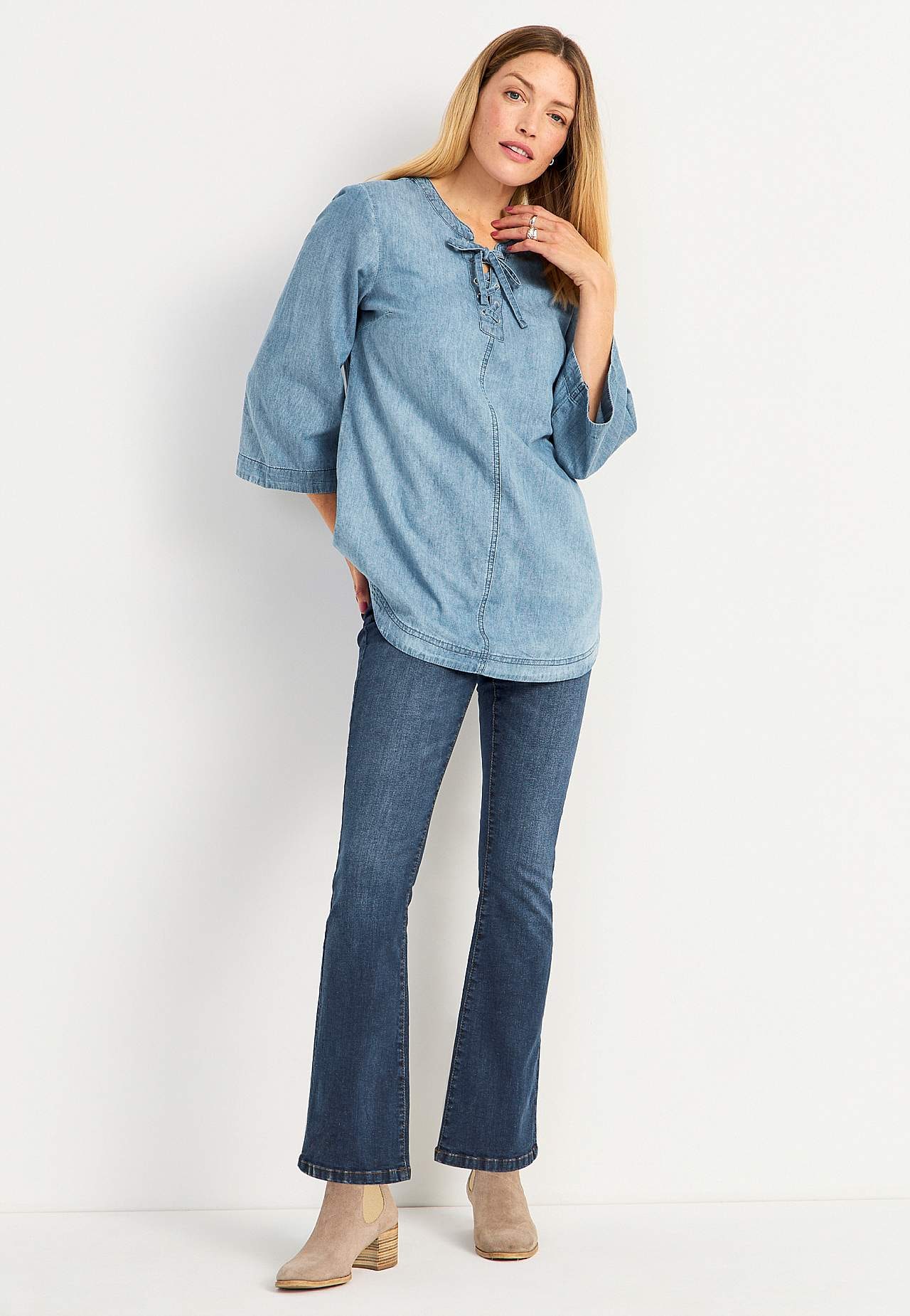 Denimtunika med snøring Ella