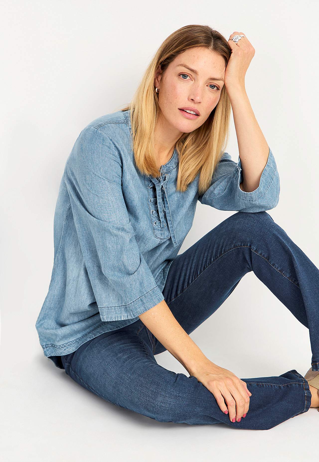 Denimtunika med snøring Ella