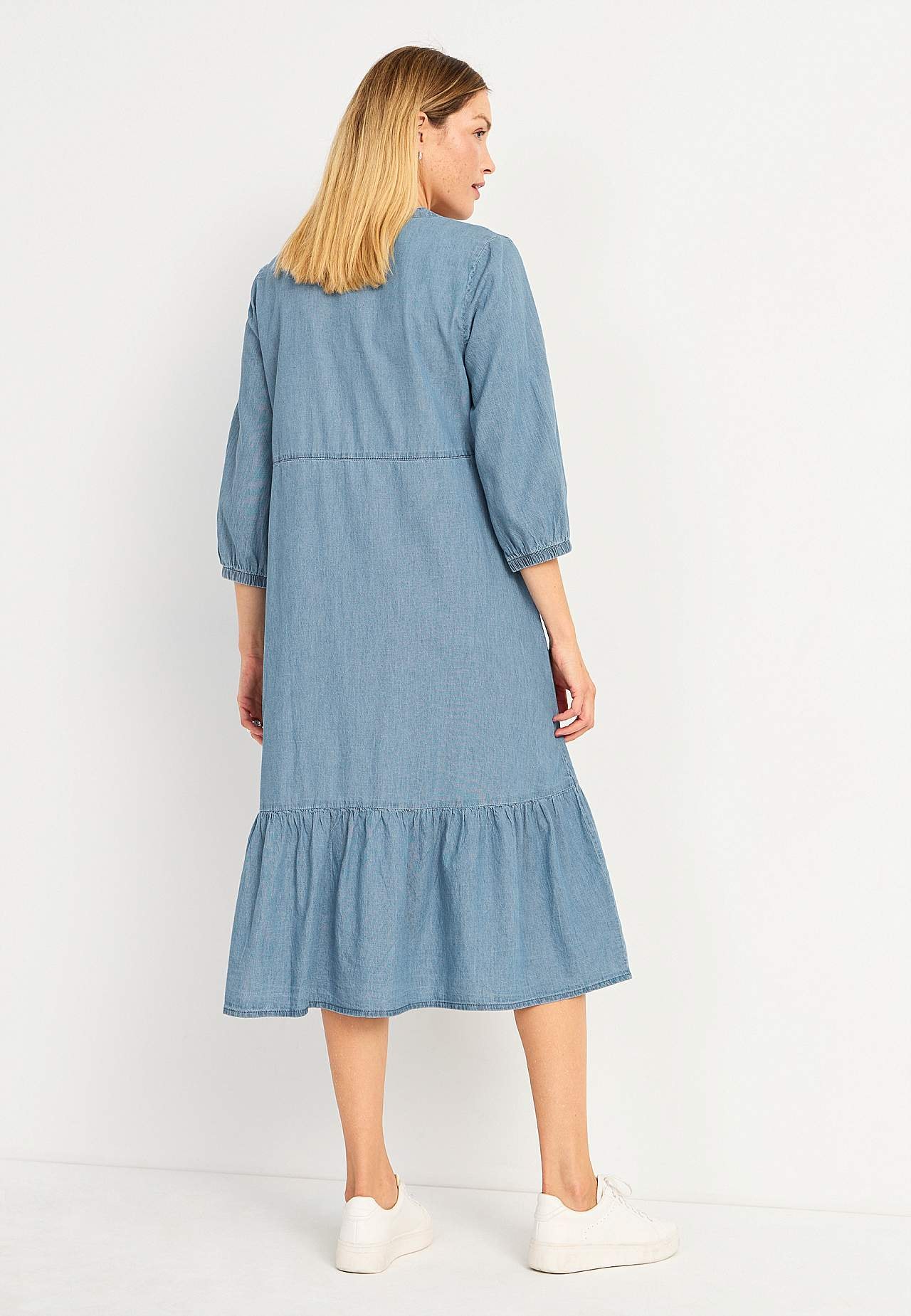 Denimkjole med volang