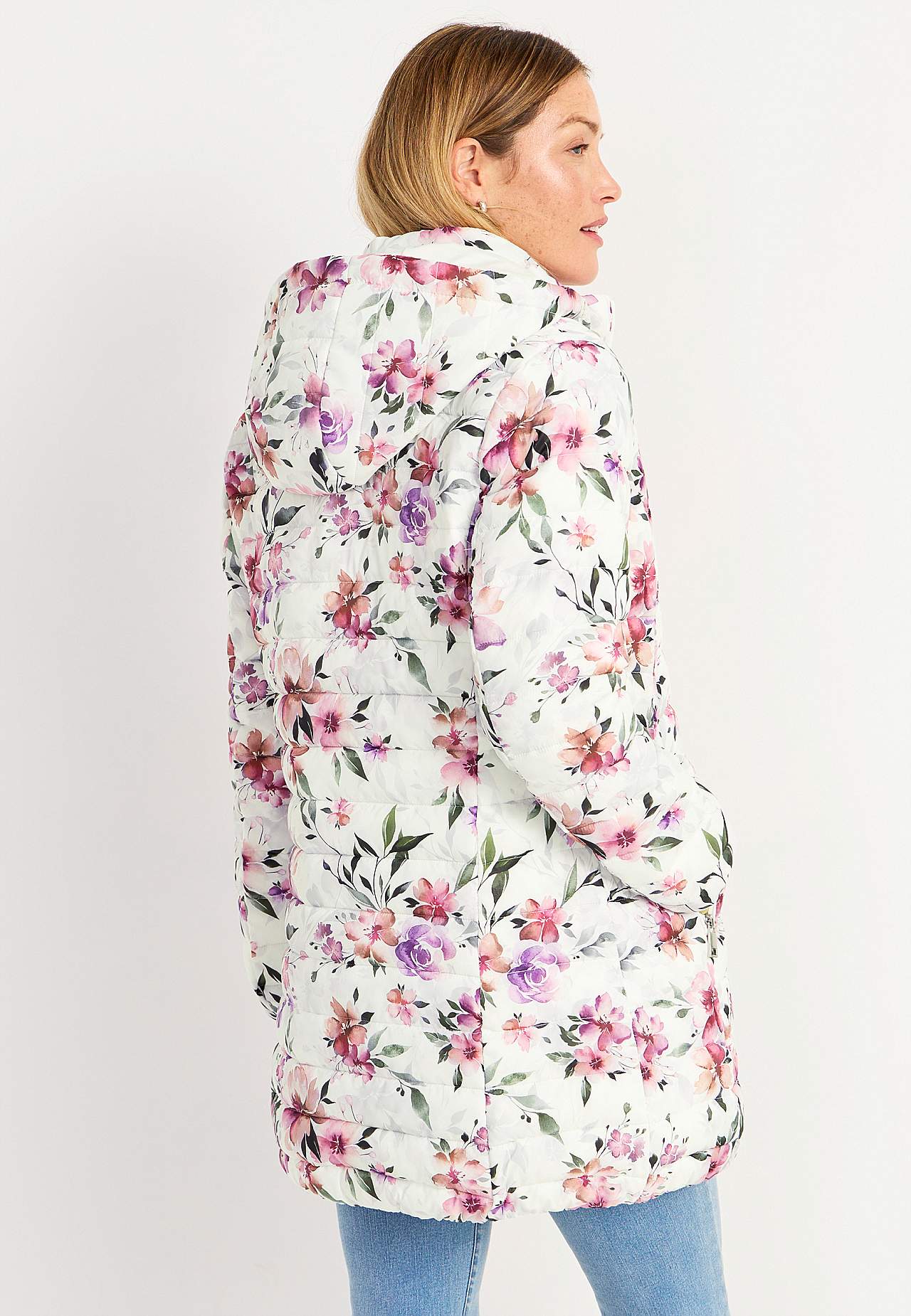 Blomstret lettvektsjakke