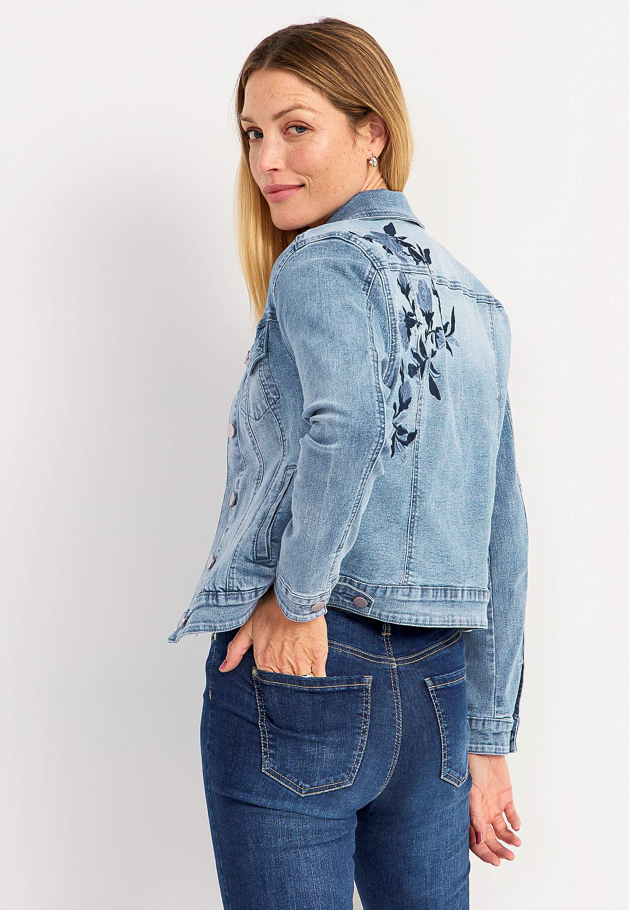 Denimjakke med broderier Emmy