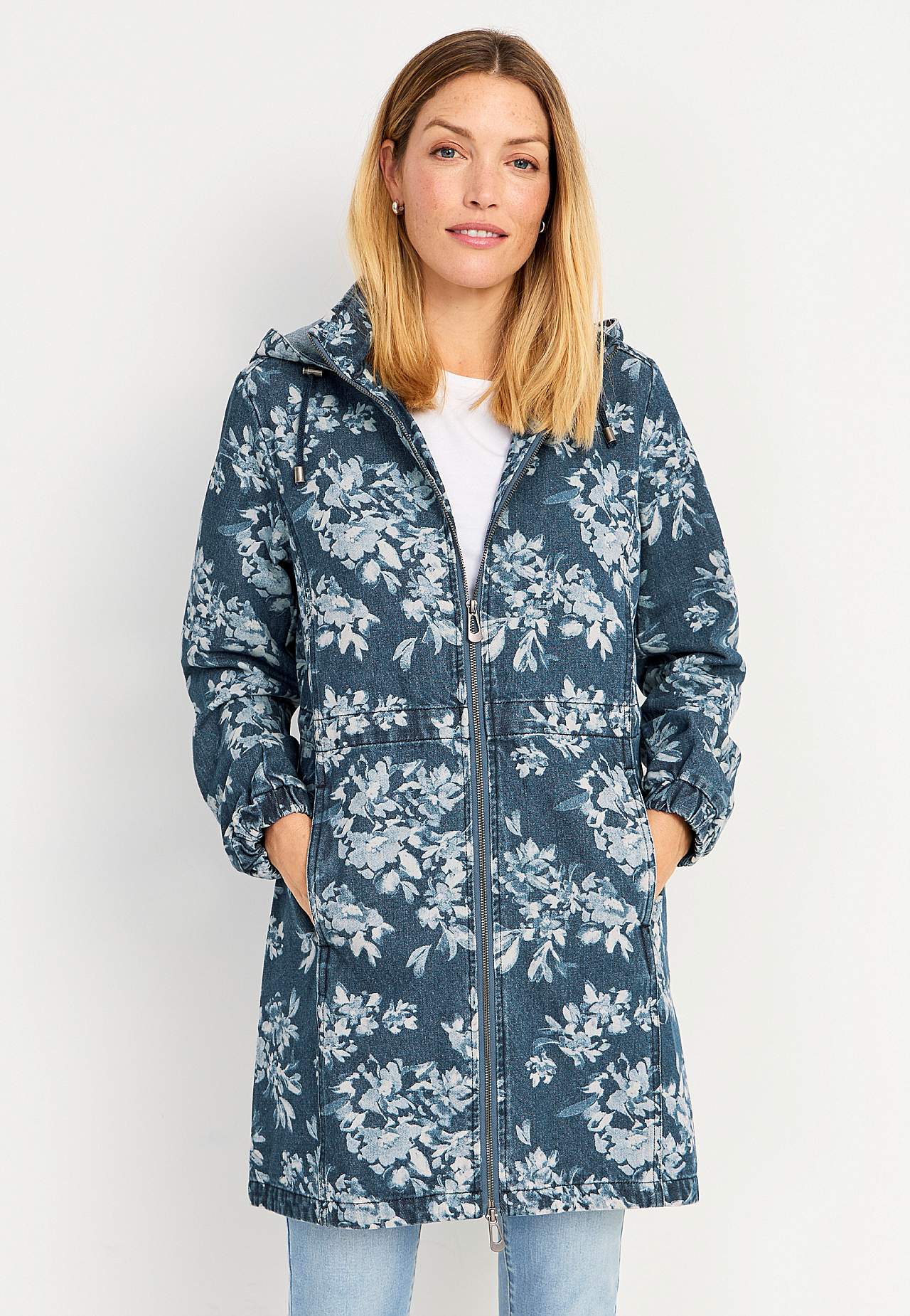 Mønstret parkas i denim