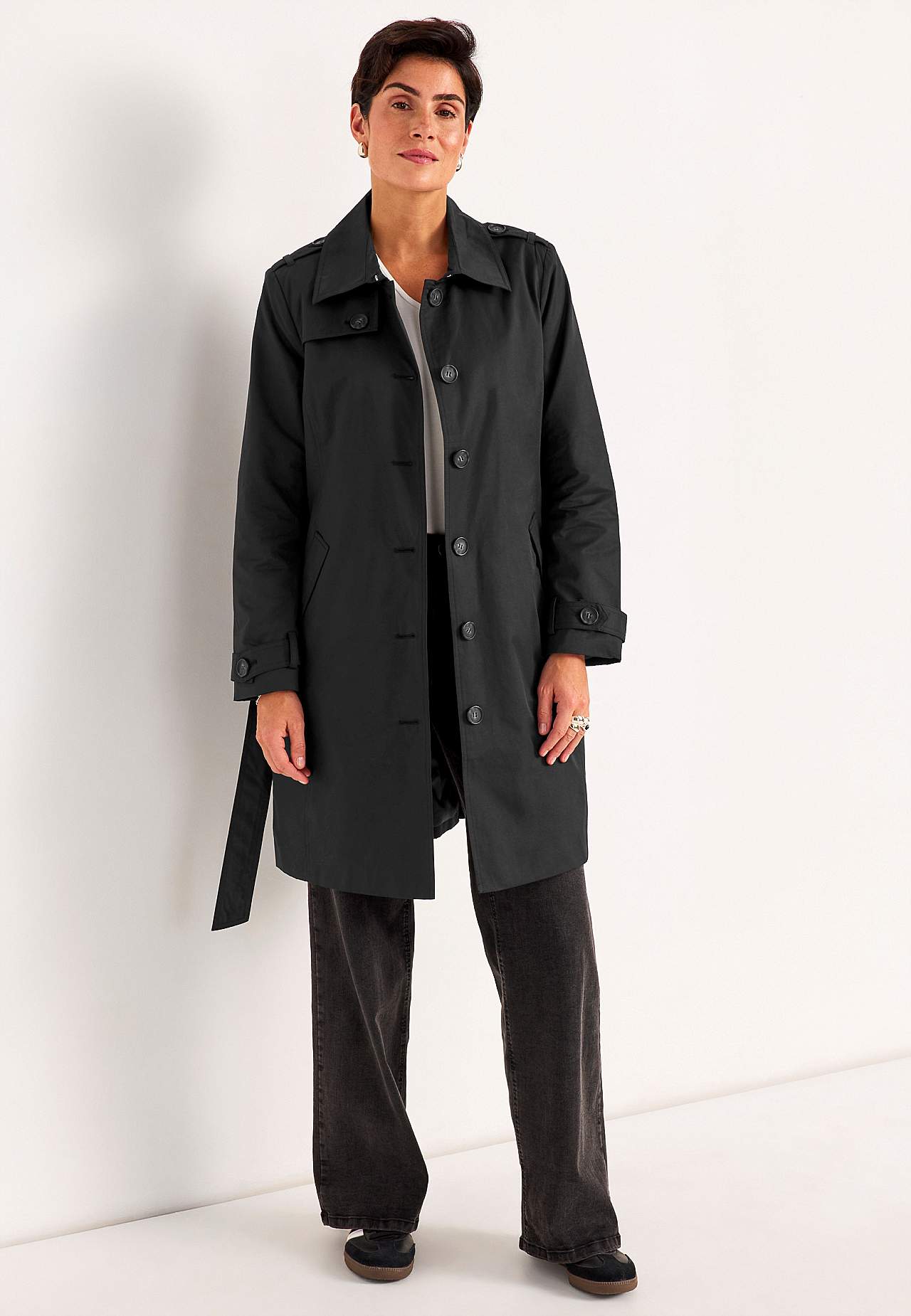 Enkeltkneppet trenchcoat
