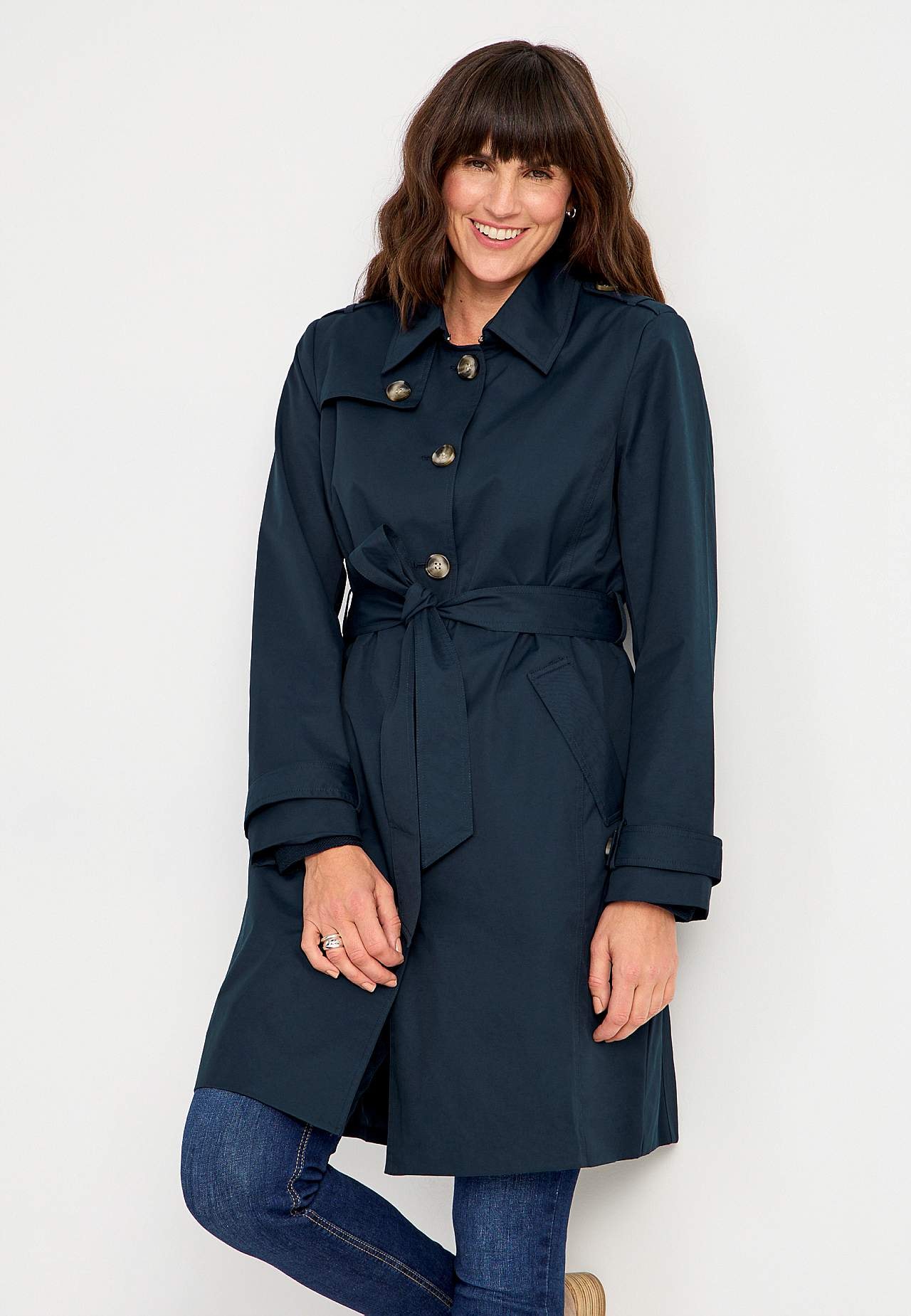 Enkeltkneppet trenchcoat