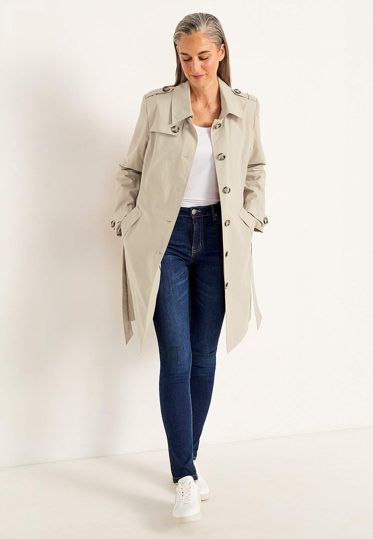 Enkeltkneppet trenchcoat
