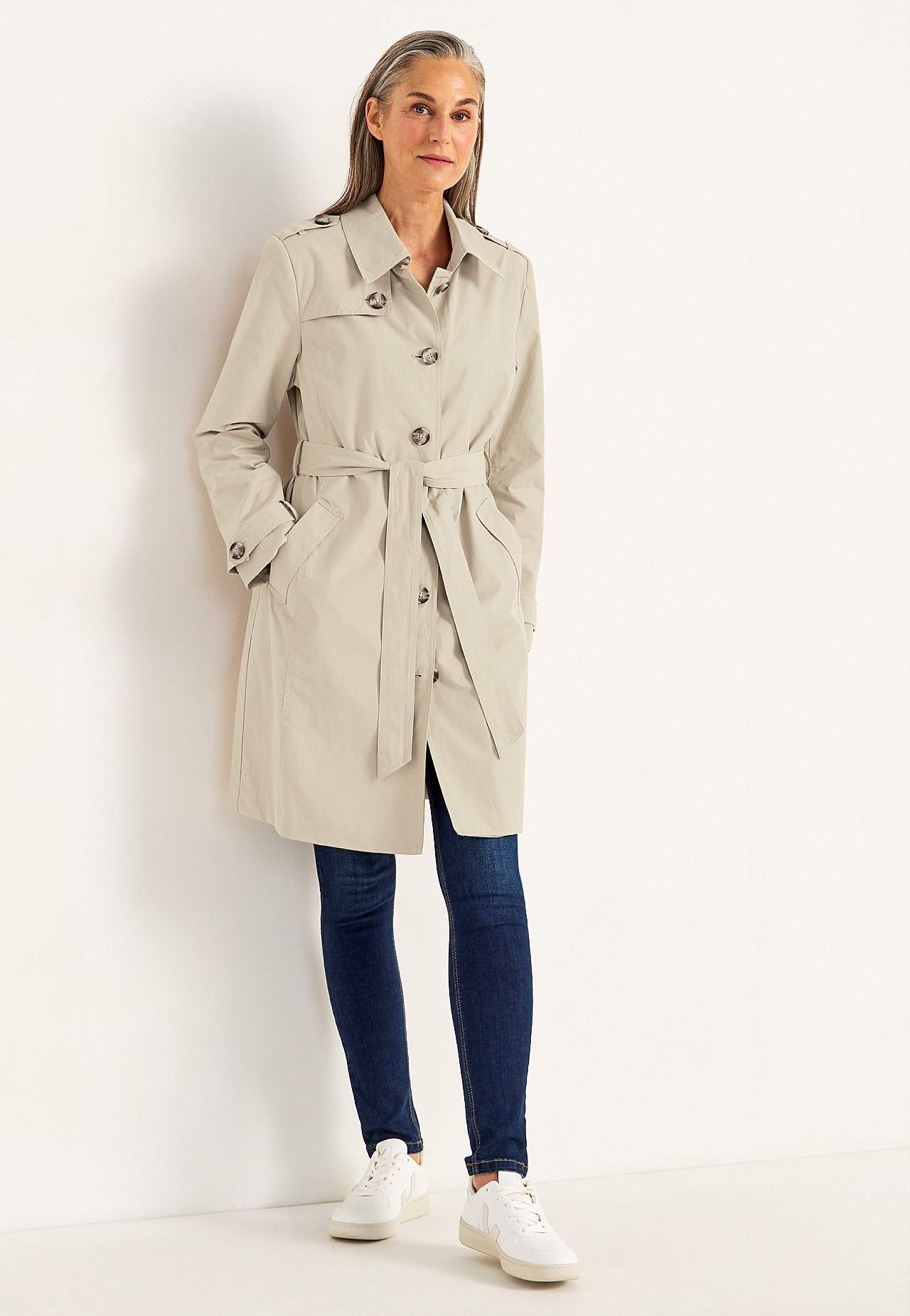 Enkeltkneppet trenchcoat