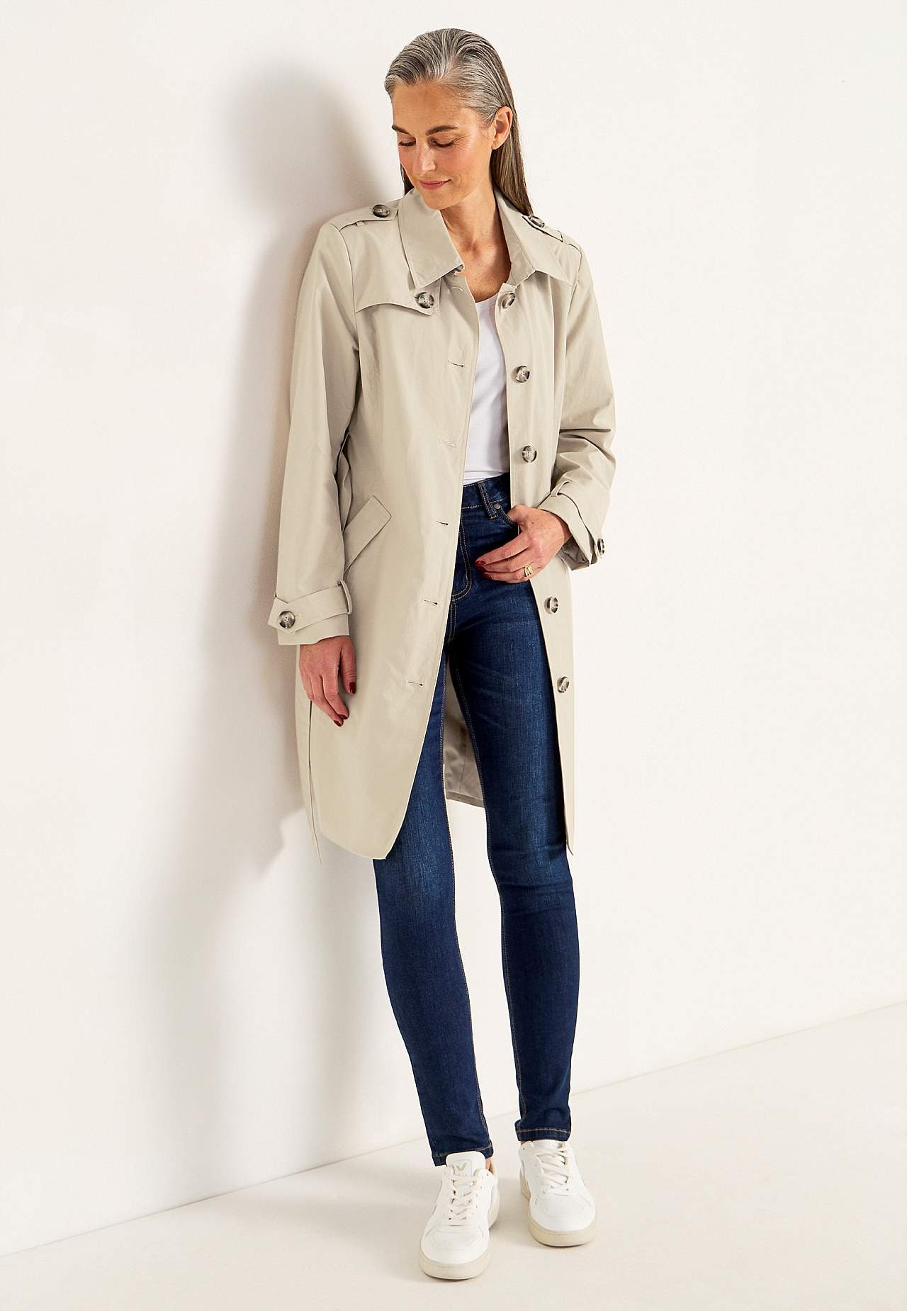 Enkeltkneppet trenchcoat