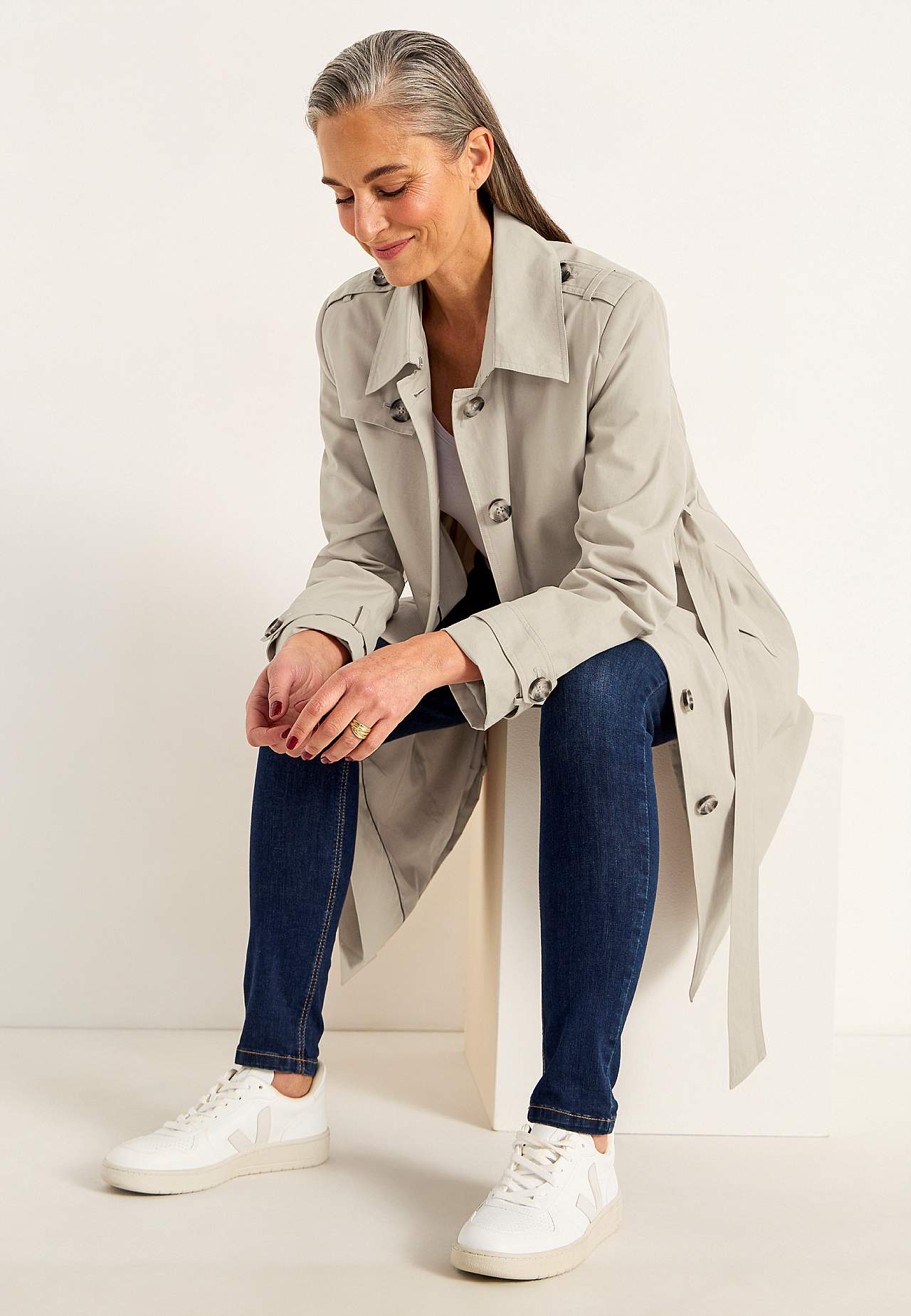 Enkeltkneppet trenchcoat
