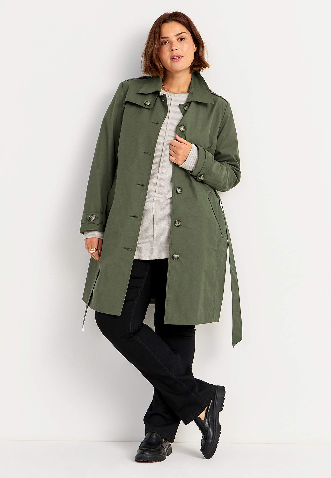Enkeltkneppet trenchcoat
