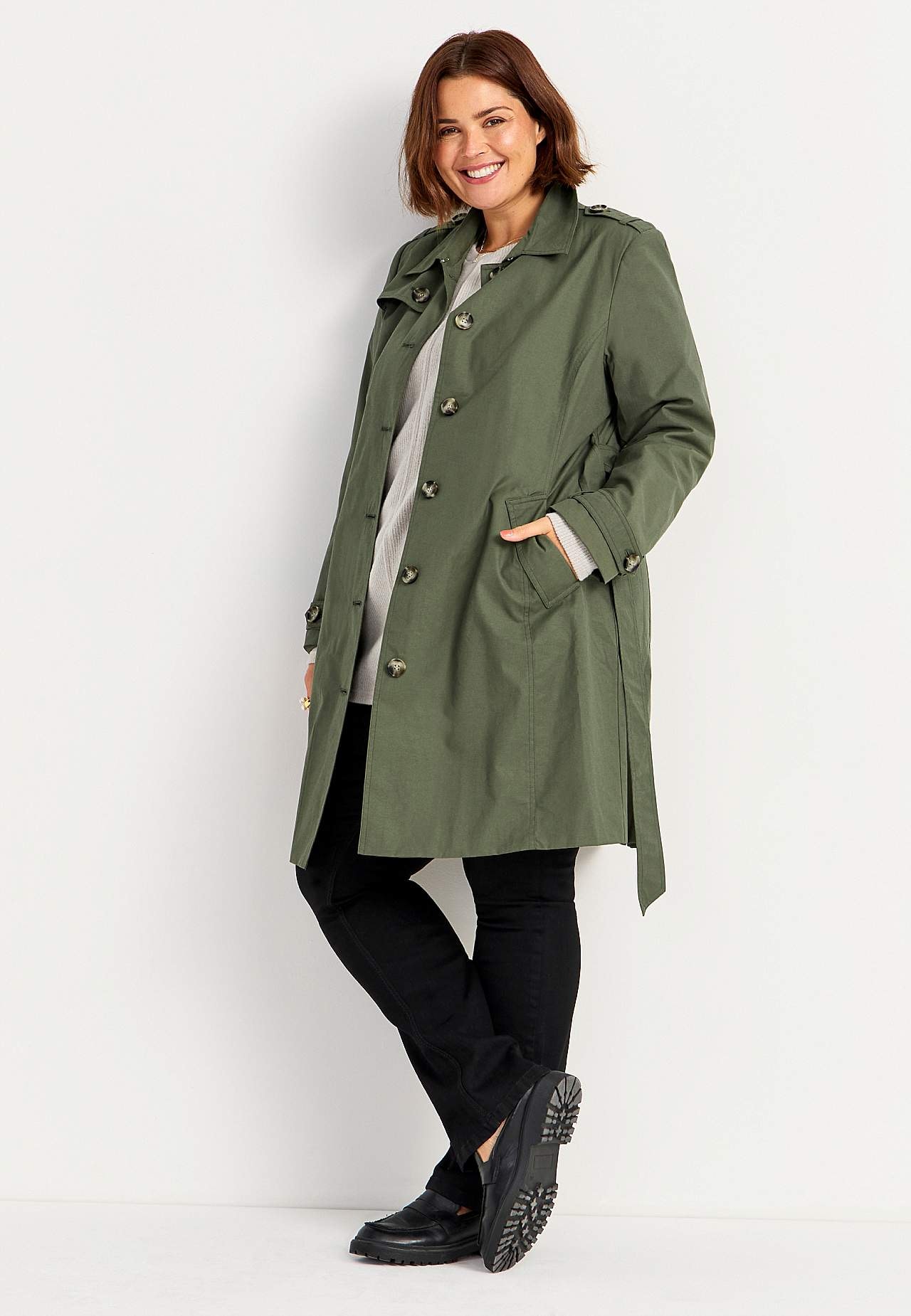 Enkeltkneppet trenchcoat