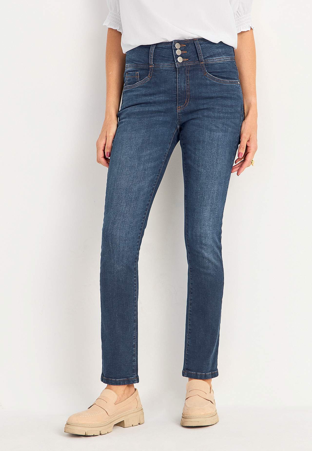Smale jeans med høy midje - tre lengder