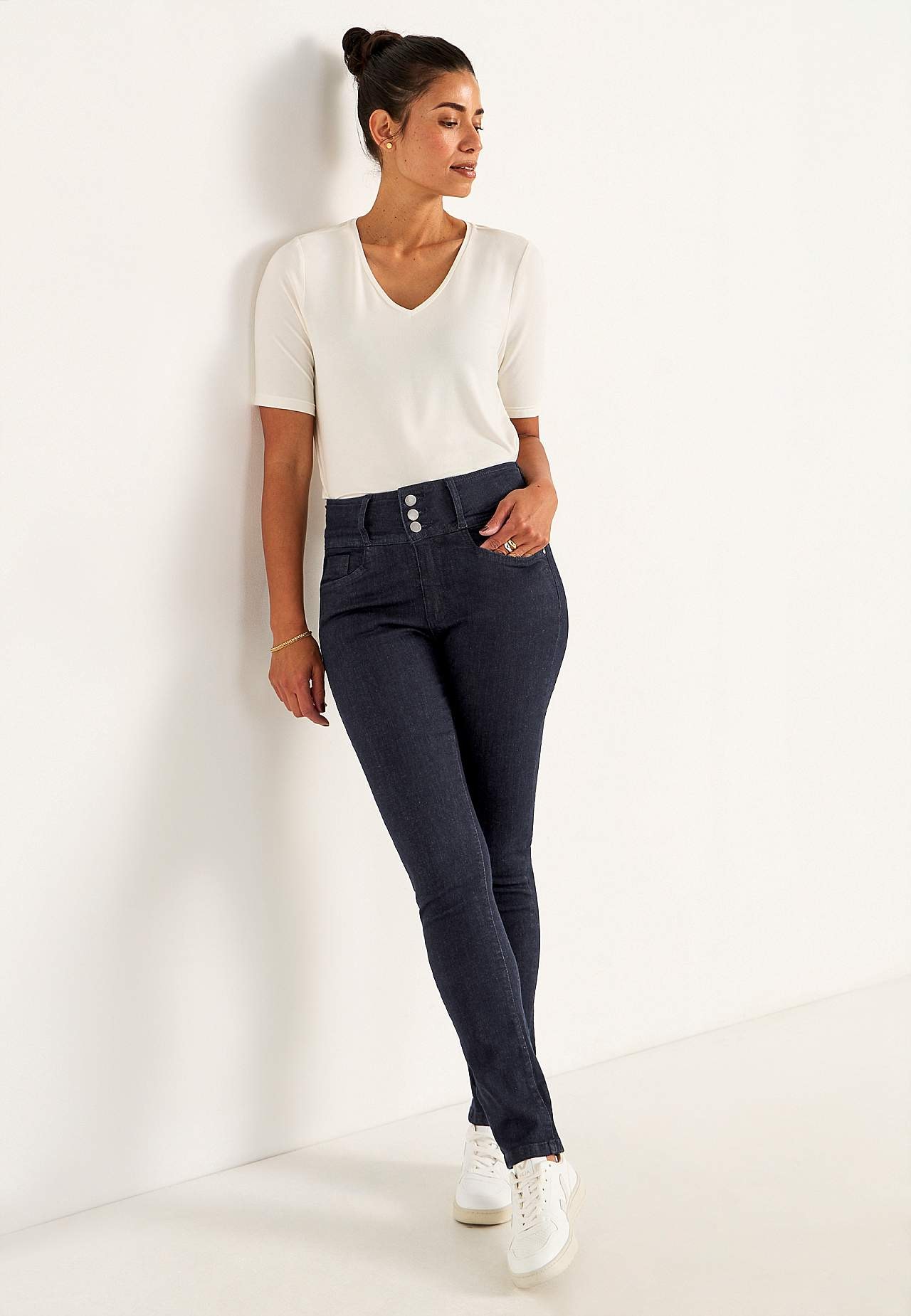 Smale jeans med høy midje - tre lengder