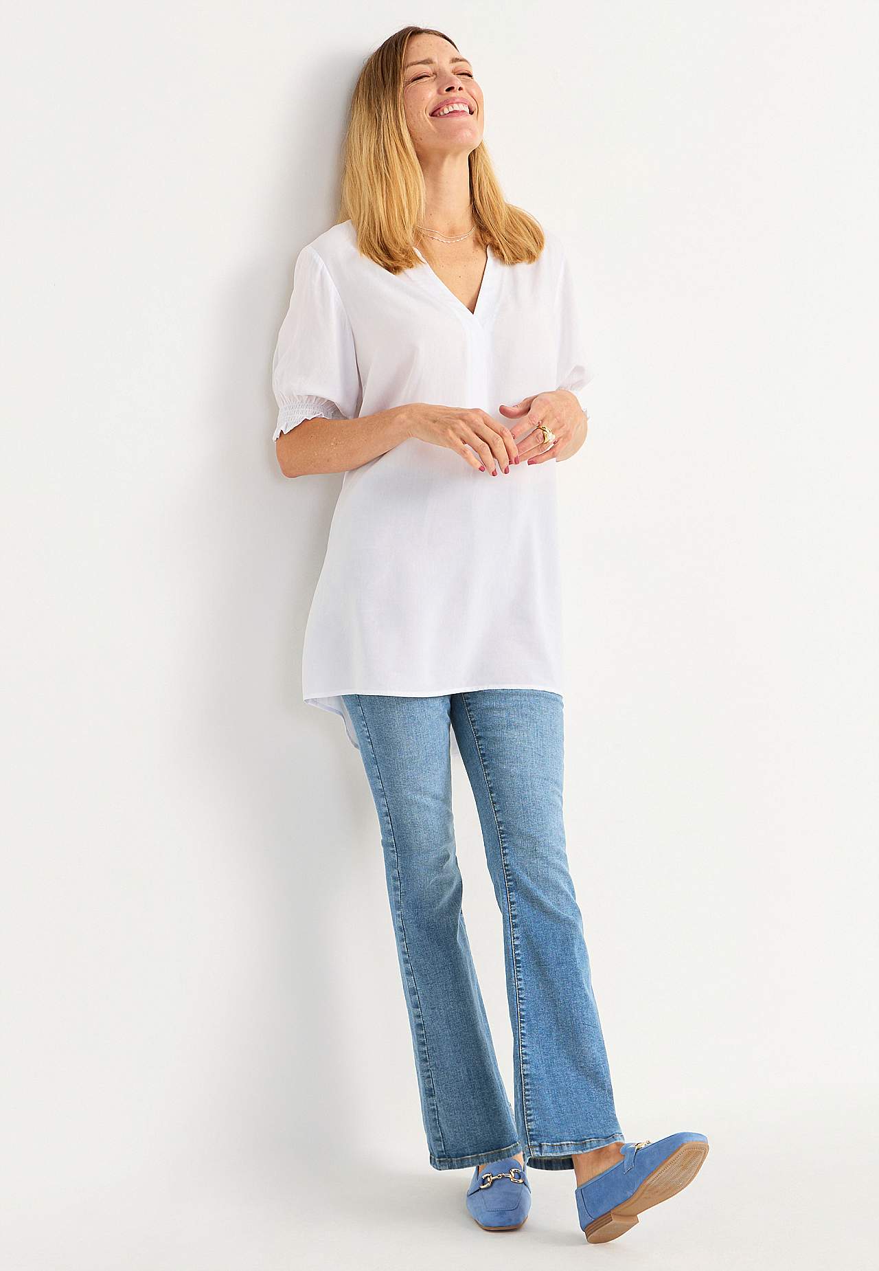 Boot cut jeans med høy midje