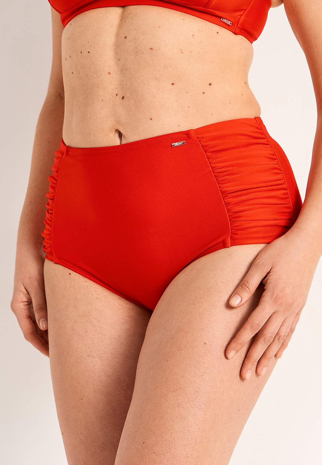 Ensfarget bikiniunderdel med høy midje Honolulu