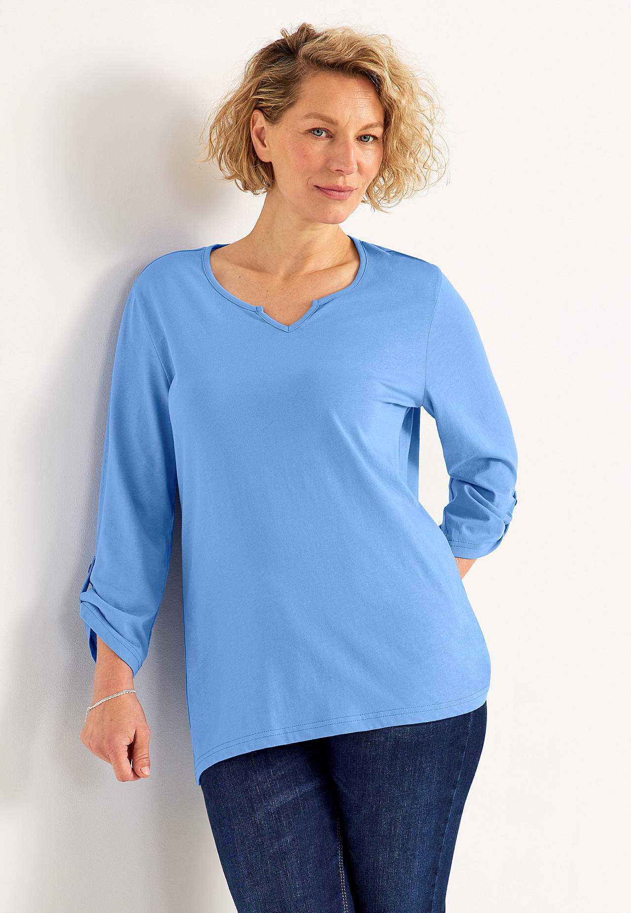 Jerseytopp med 3/4-lange ermer