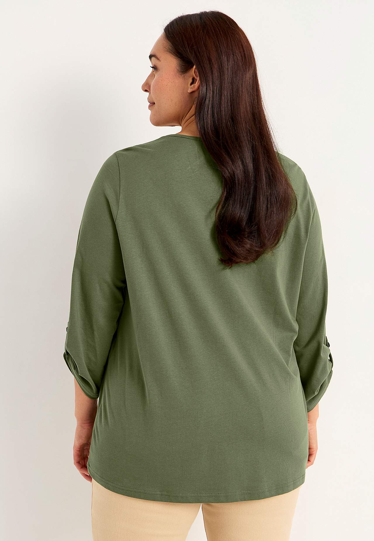 Jerseytopp med 3/4-lange ermer