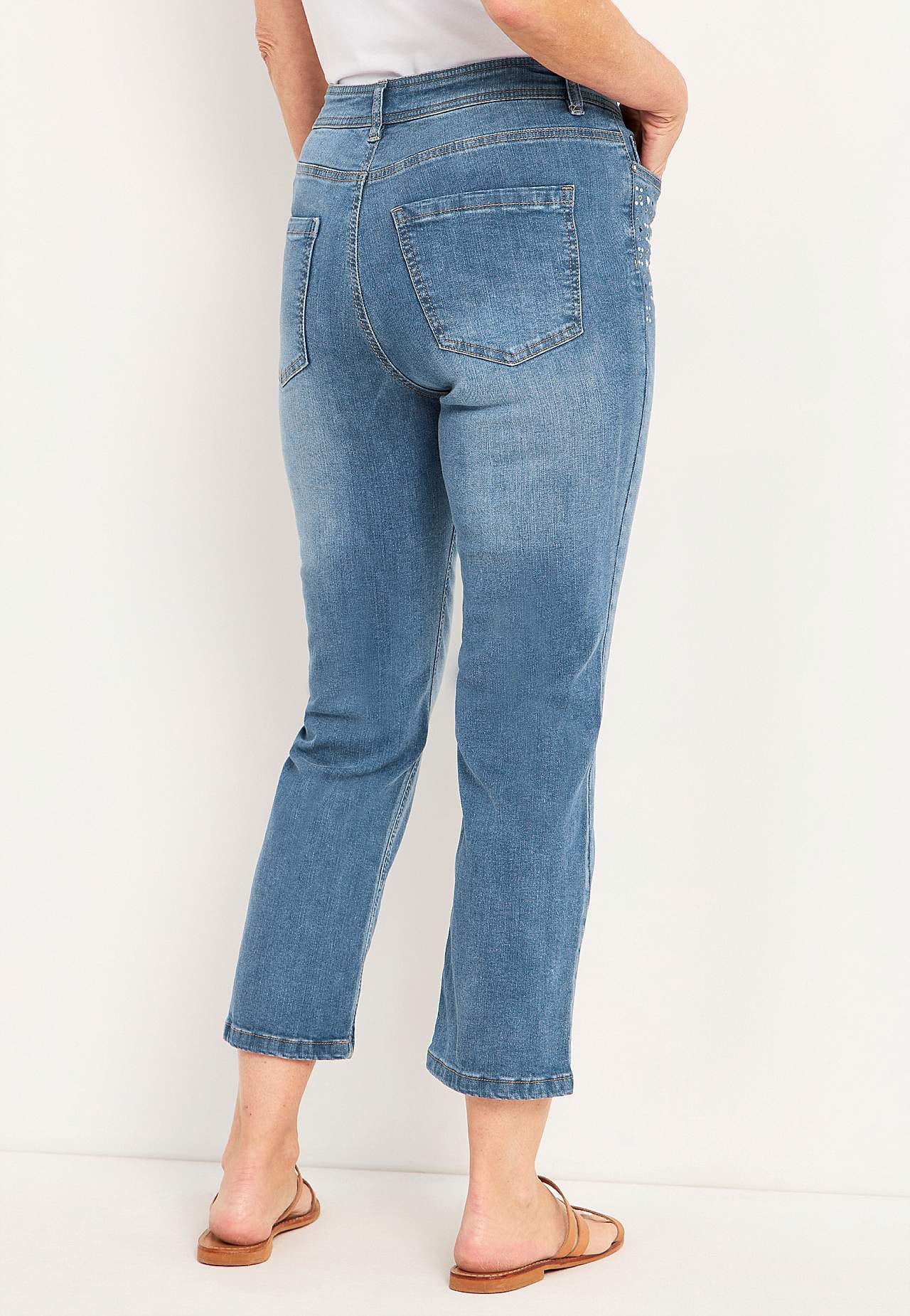 Ankeljeans med perler og strass