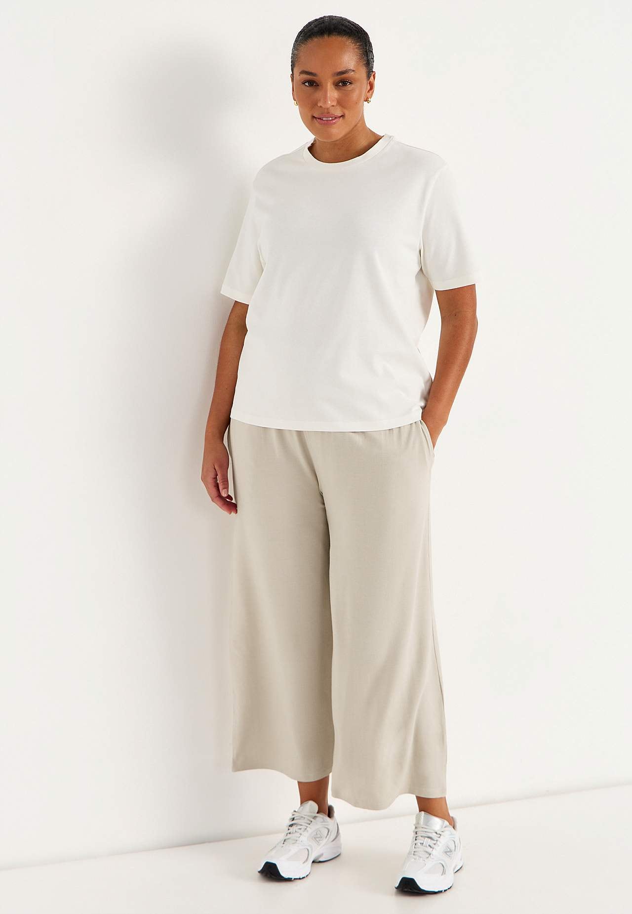 Myk jerseybukse med elastisk midje med en vaffelsøm Liv