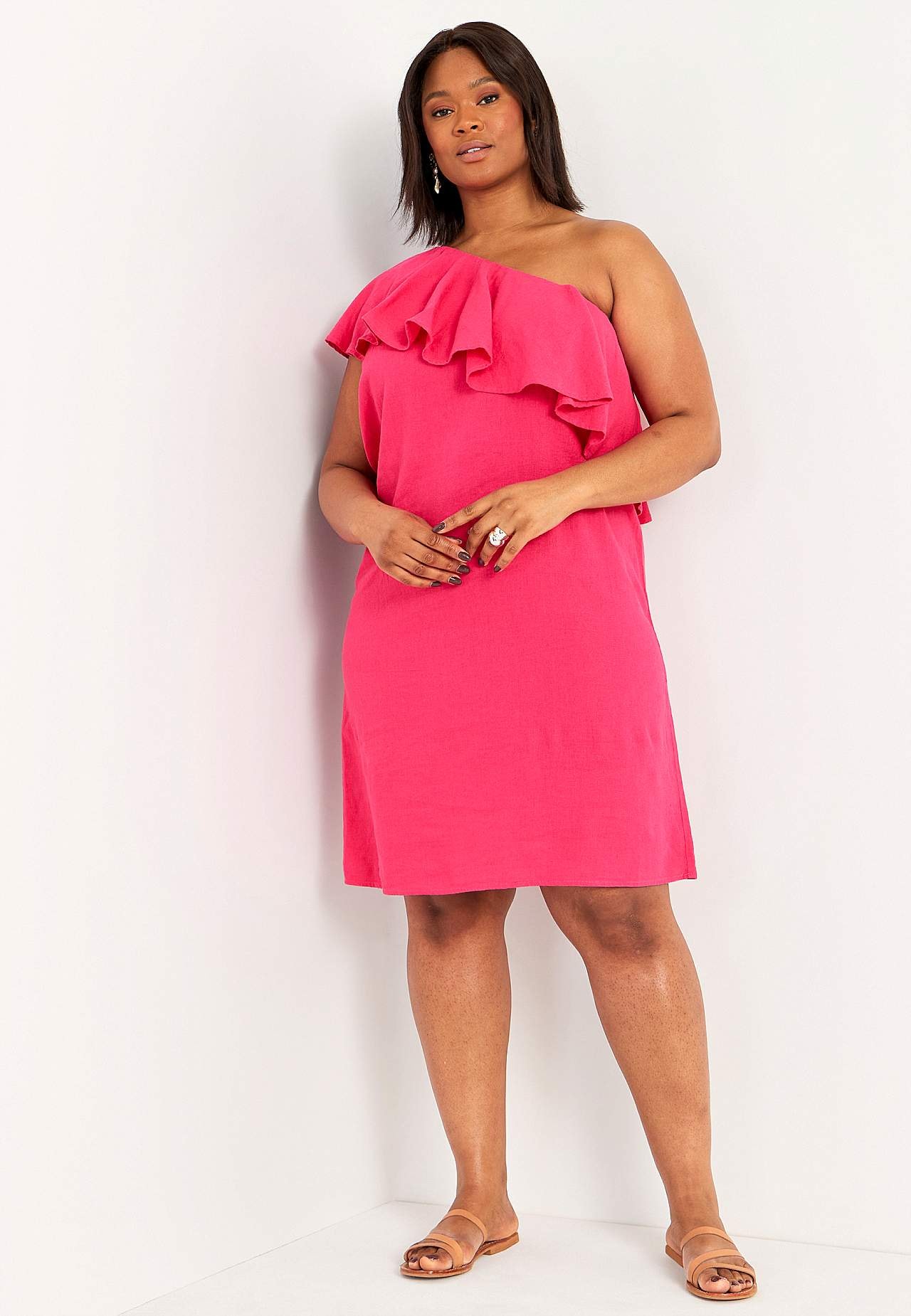 Asymmetrisk kjole i lin