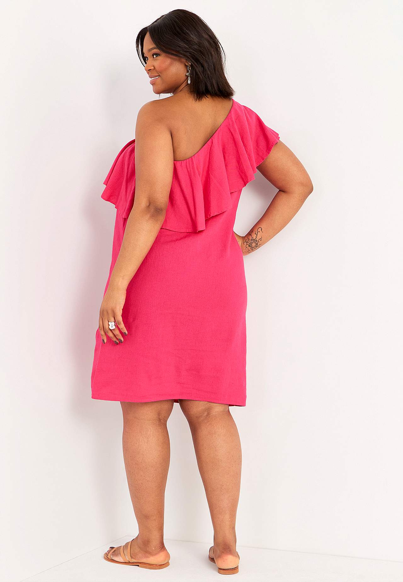 Asymmetrisk kjole i lin