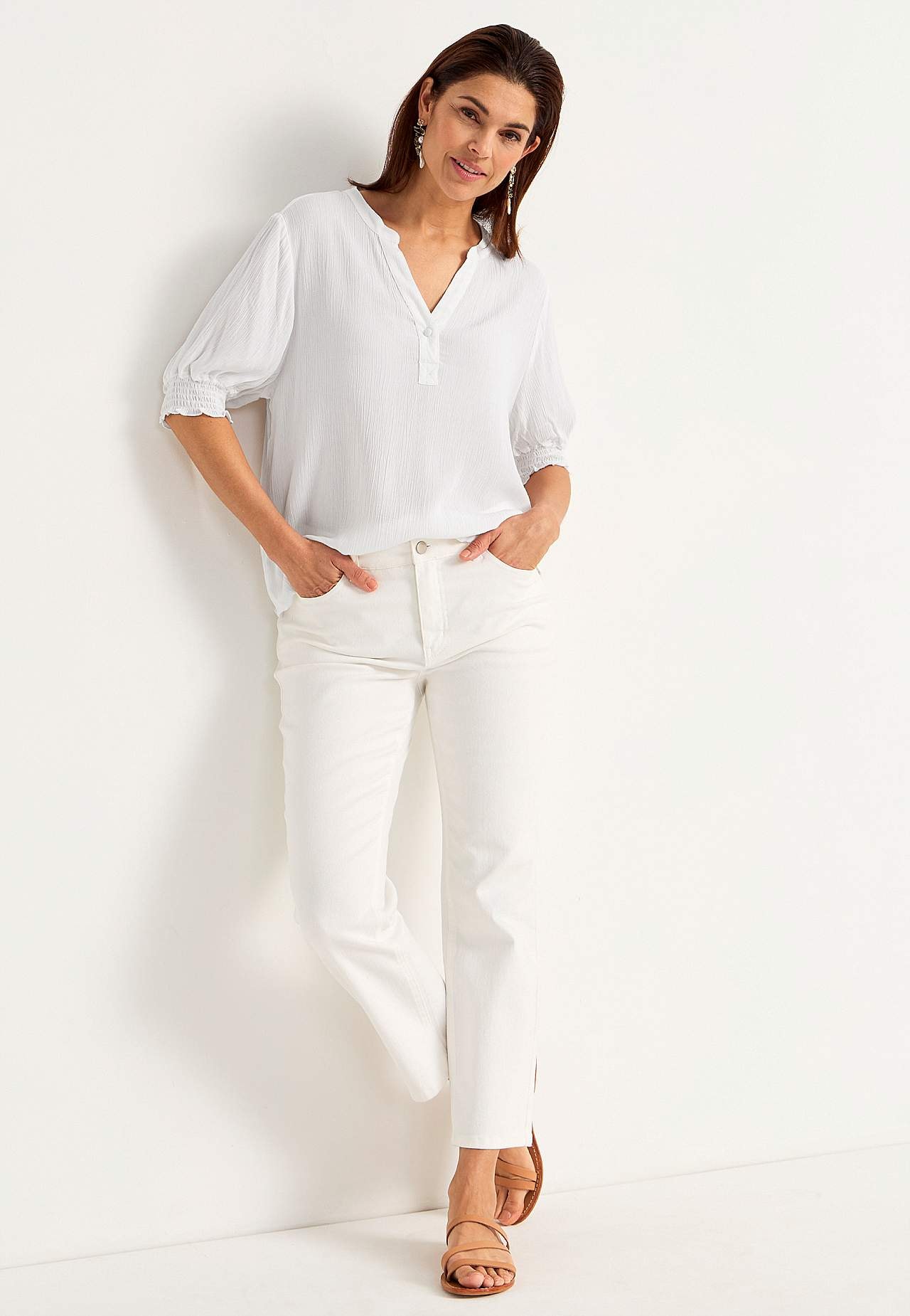 Crepe bluse med vaffelsøm