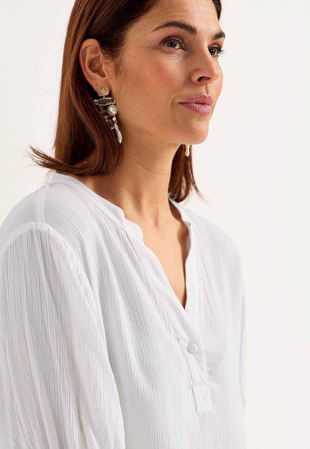 Crepe bluse med vaffelsøm