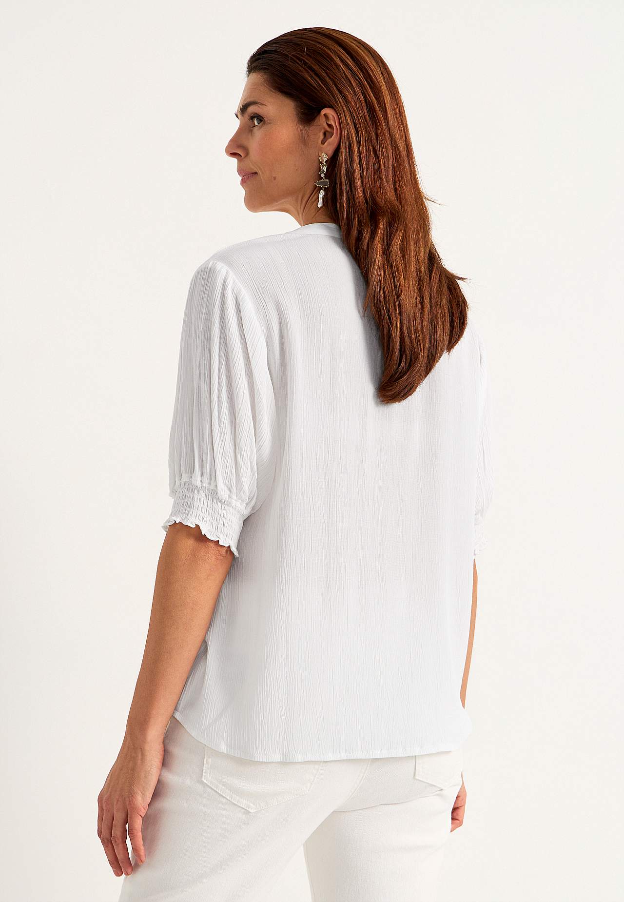 Crepe bluse med vaffelsøm
