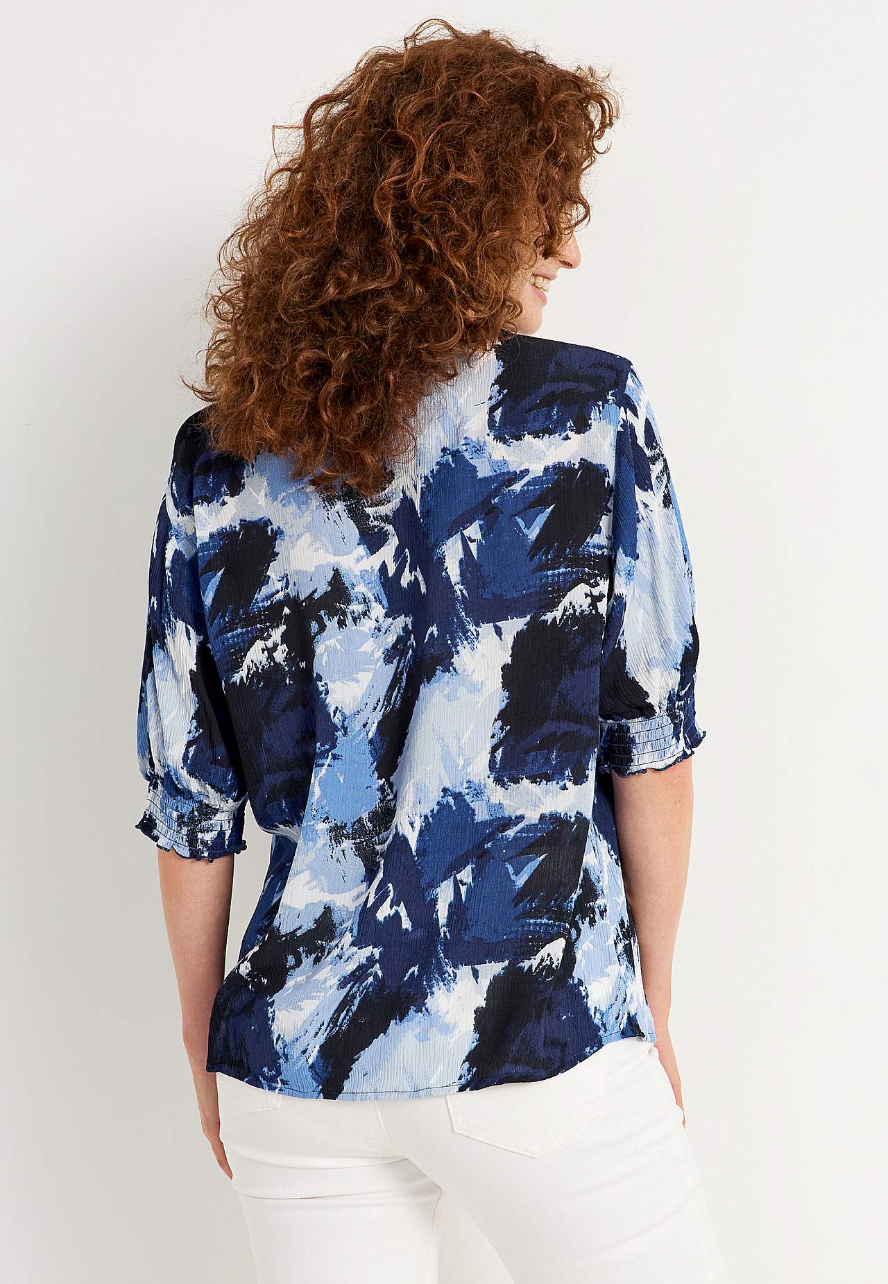 Crepe bluse med vaffelsøm