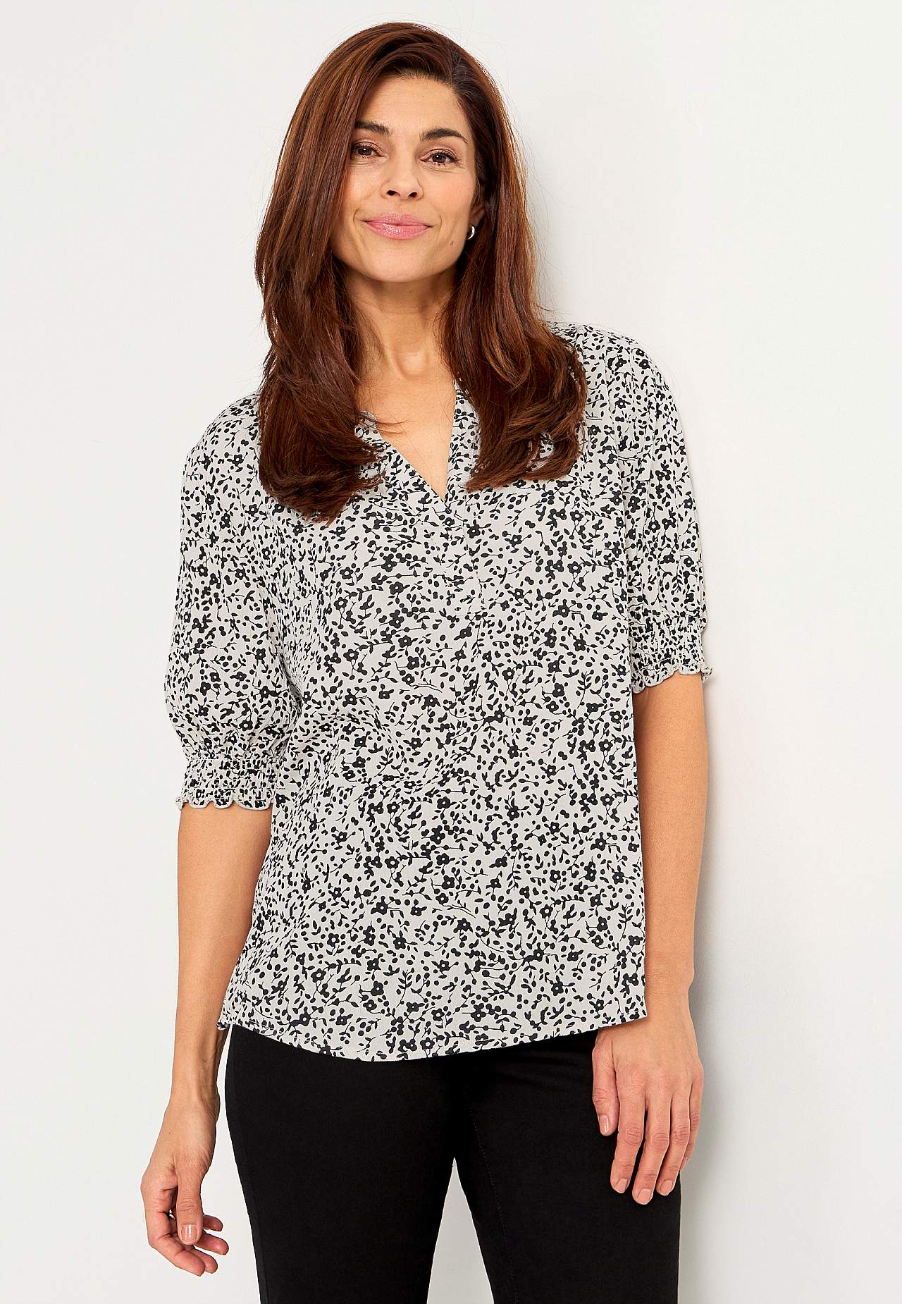 Crepe bluse med vaffelsøm