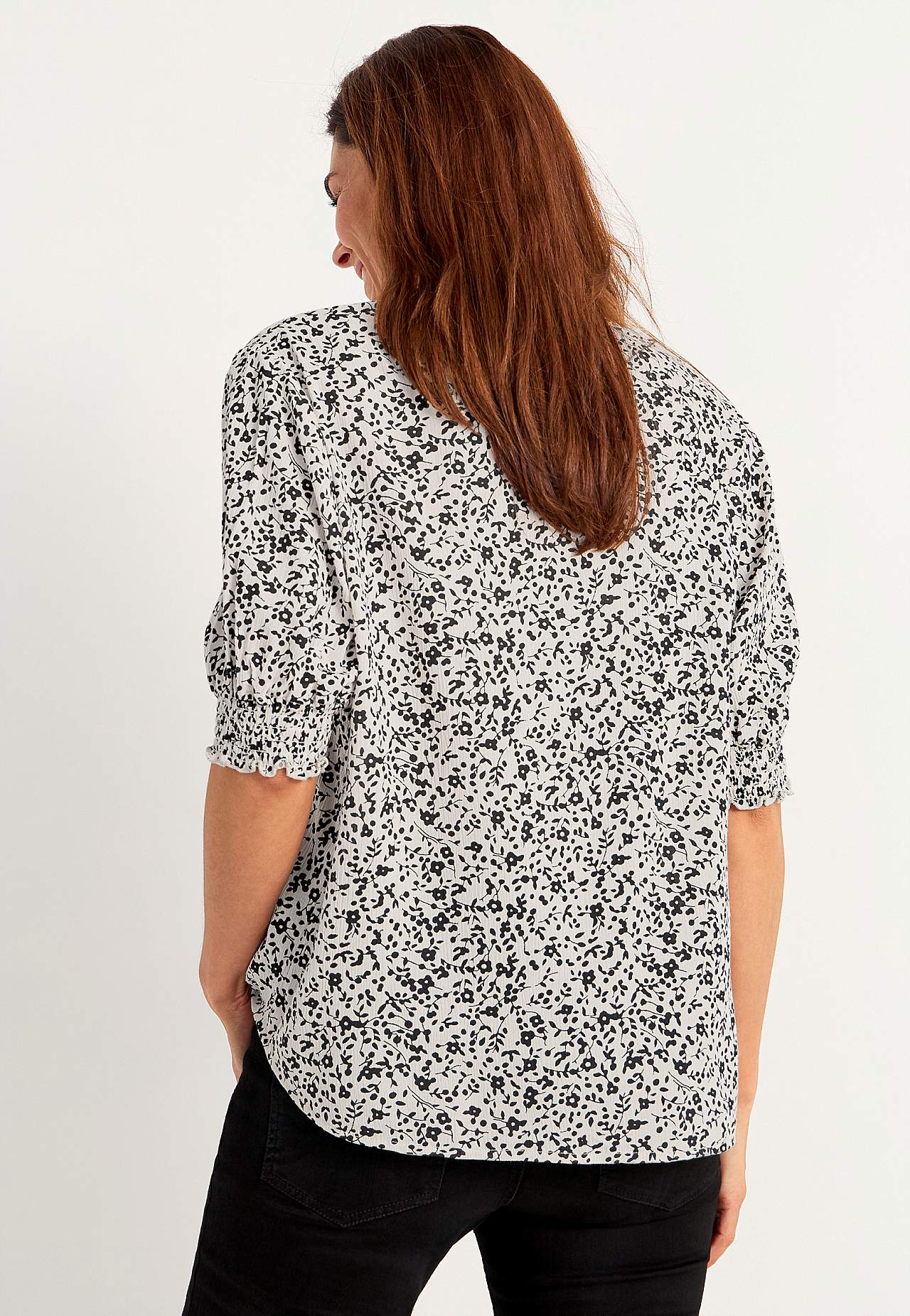 Crepe bluse med vaffelsøm