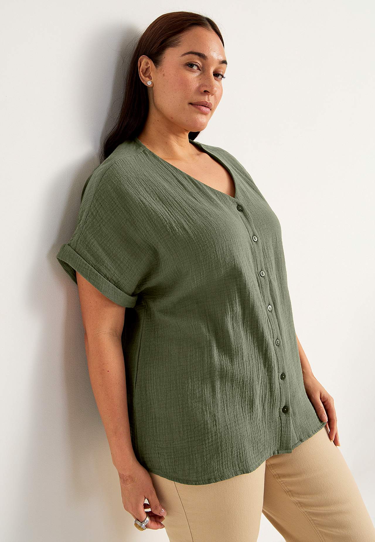 Kortermet bomullsbluse