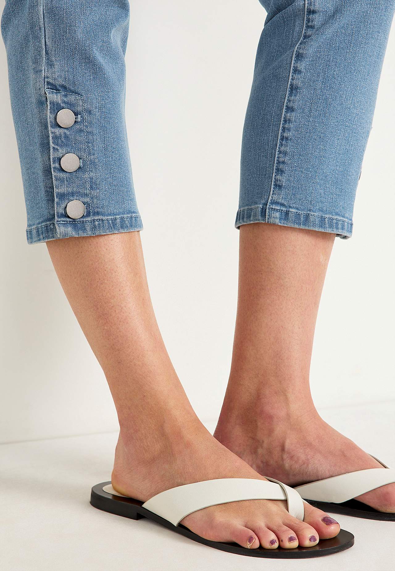 Caprijeans med design med fem lommer
