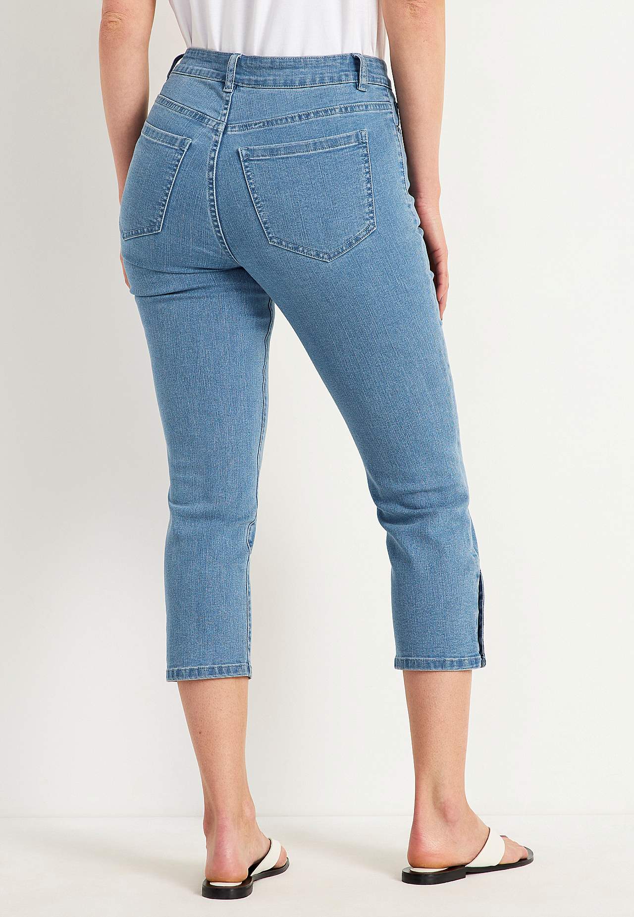 Caprijeans med design med fem lommer